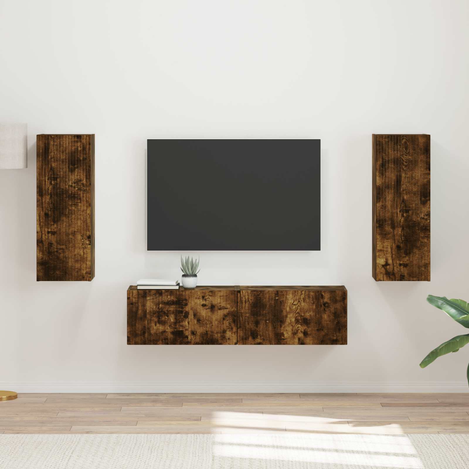 Ensemble meuble TV 2 pc Chêne fumé Bois d'ingénierie