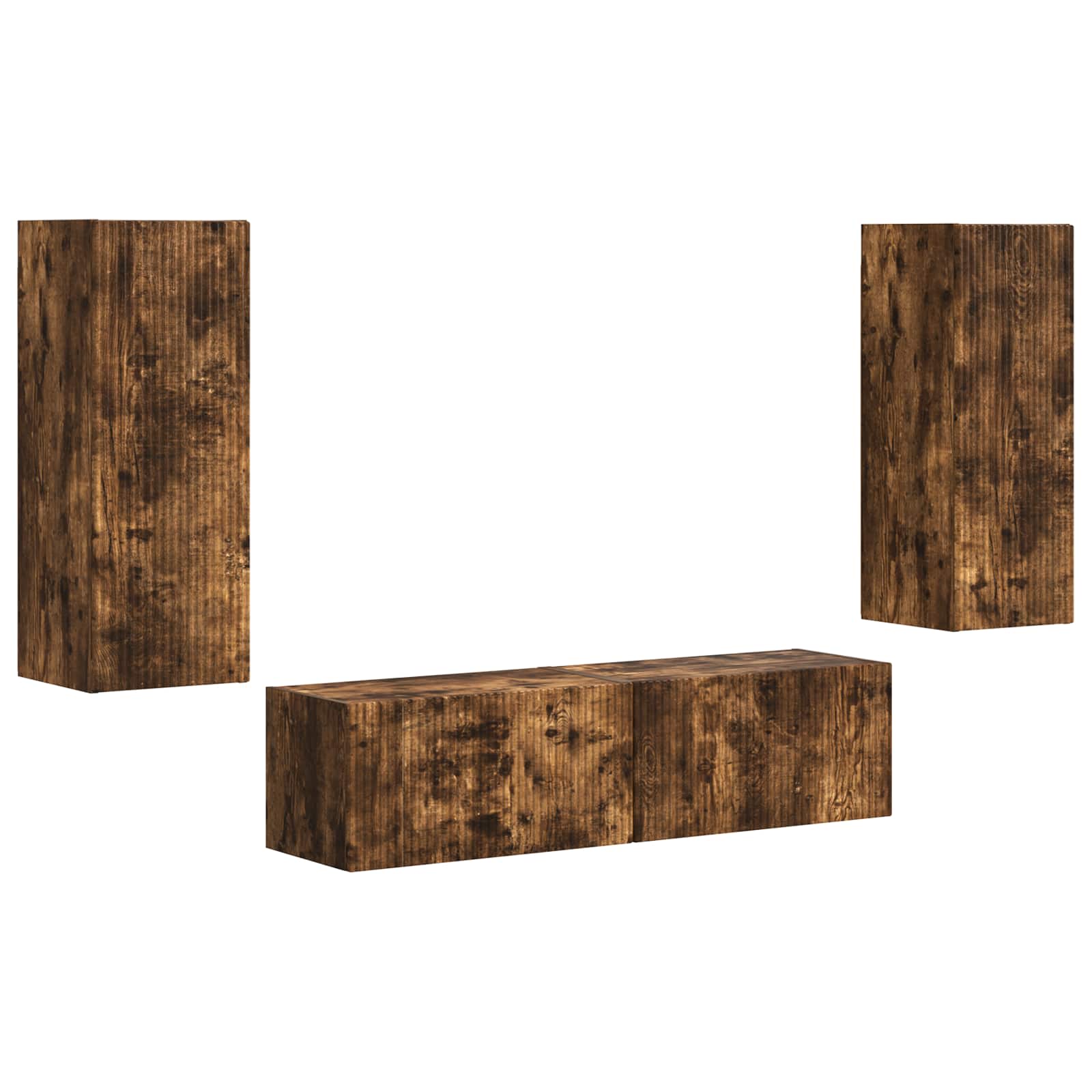 Ensemble meuble TV 2 pc Chêne fumé Bois d'ingénierie