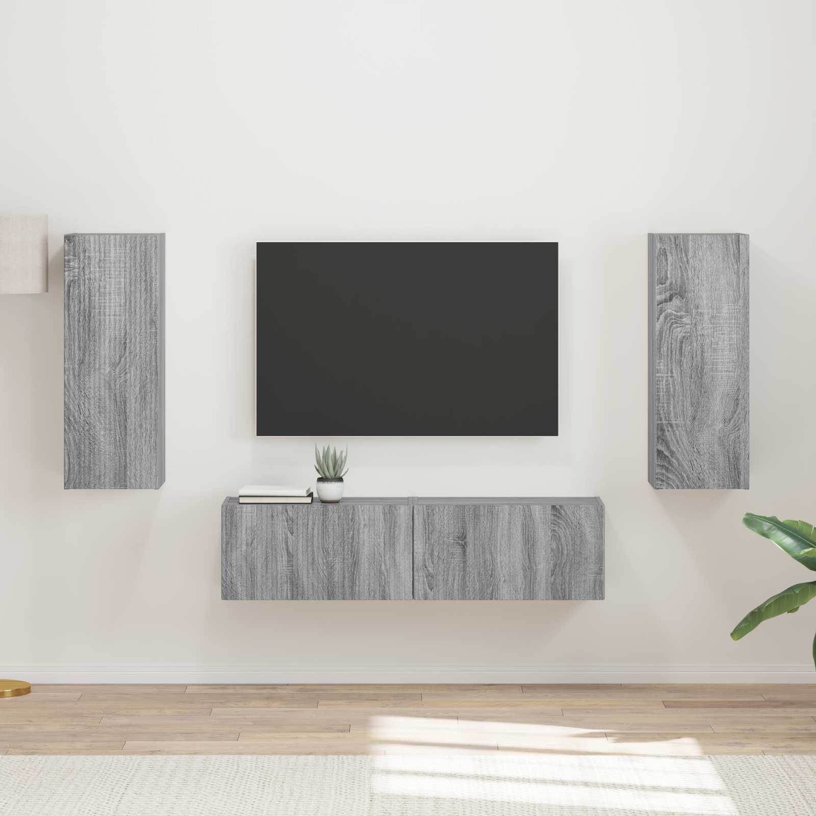 Ensemble meuble TV 2 pc Gris Sonoma Bois d'ingénierie