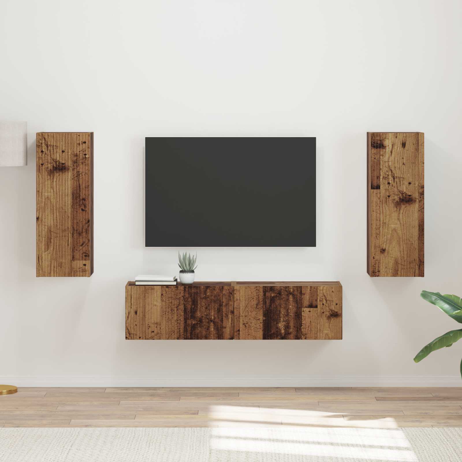 Ensemble meuble TV 2 pc Bois ancien Bois d'ingénierie