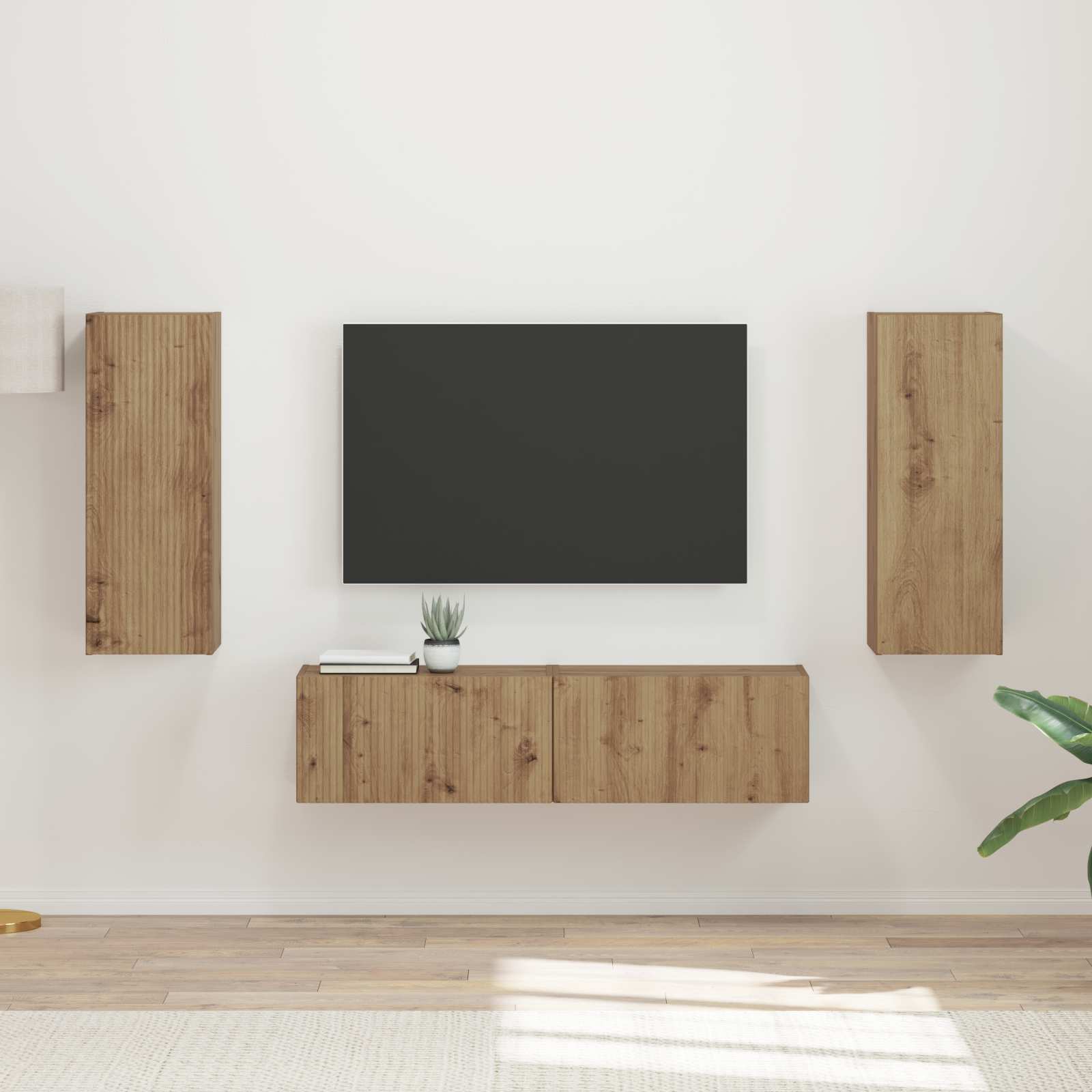 Ensemble meuble TV 2 pc Chêne artisanal Bois d'ingénierie