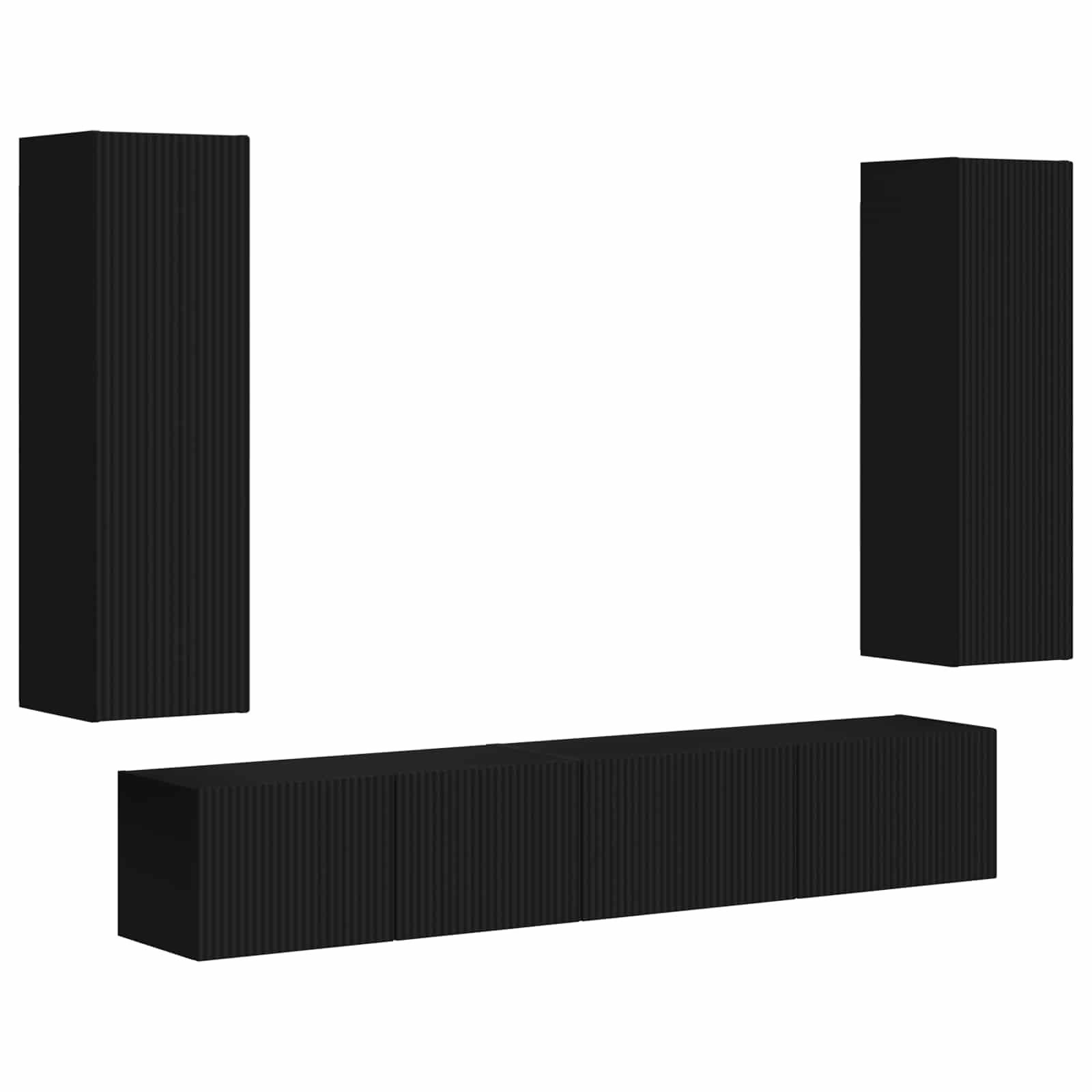 Ensemble meuble TV Montage mural 3 pcs Noir Bois d'ingénierie - XIOS