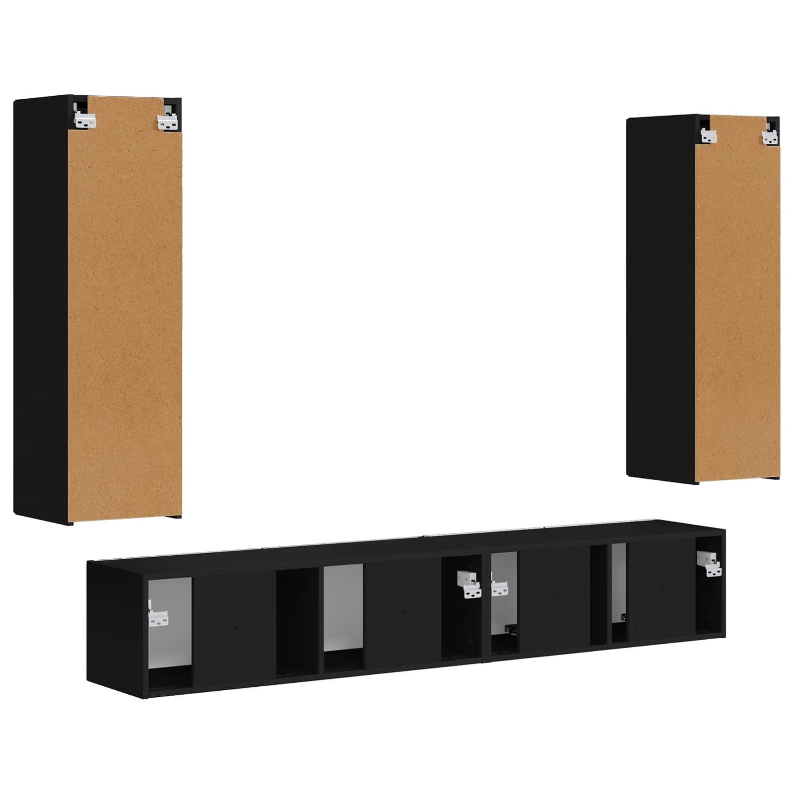 Ensemble meuble TV Montage mural 3 pcs Noir Bois d'ingénierie - XIOS