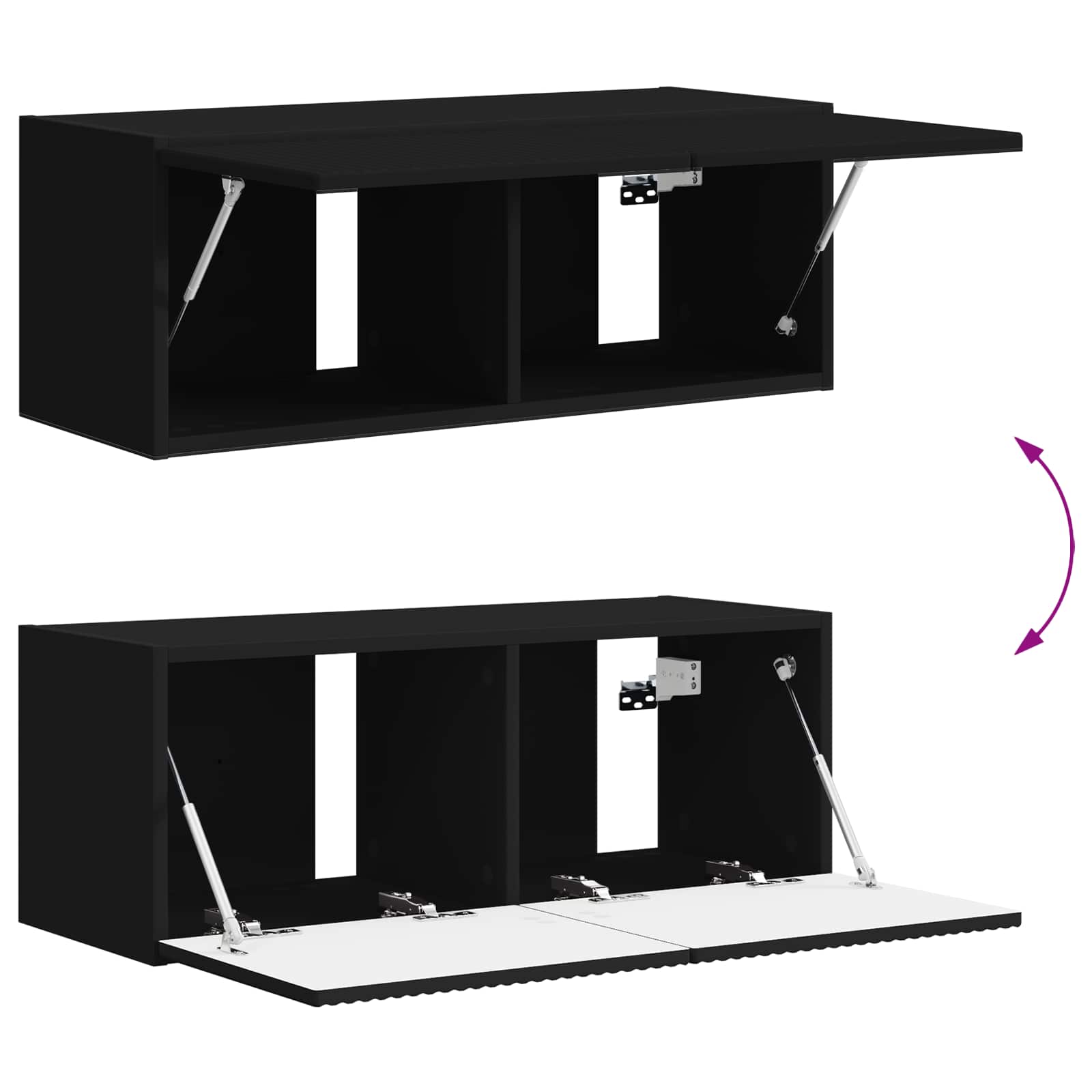 Ensemble meuble TV Montage mural 3 pcs Noir Bois d'ingénierie - XIOS