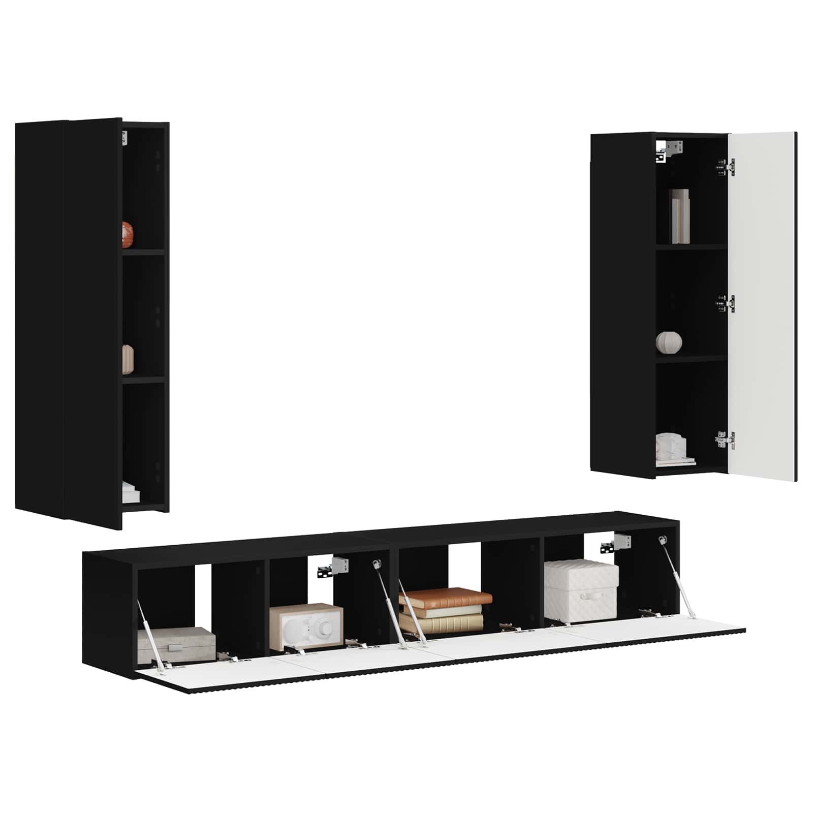 Ensemble meuble TV Montage mural 3 pcs Noir Bois d'ingénierie - XIOS