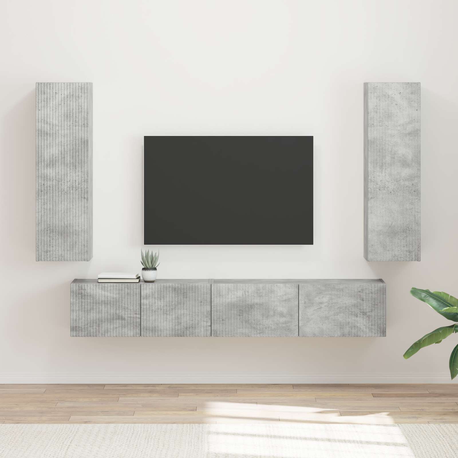 Ensemble meuble TV 3 pcs Gris béton Bois d'ingénierie - XIOS