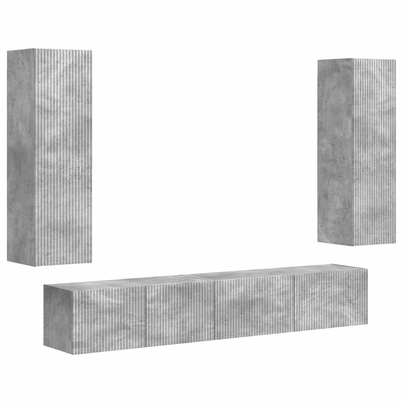 Ensemble meuble TV 3 pc Gris béton Bois d'ingénierie