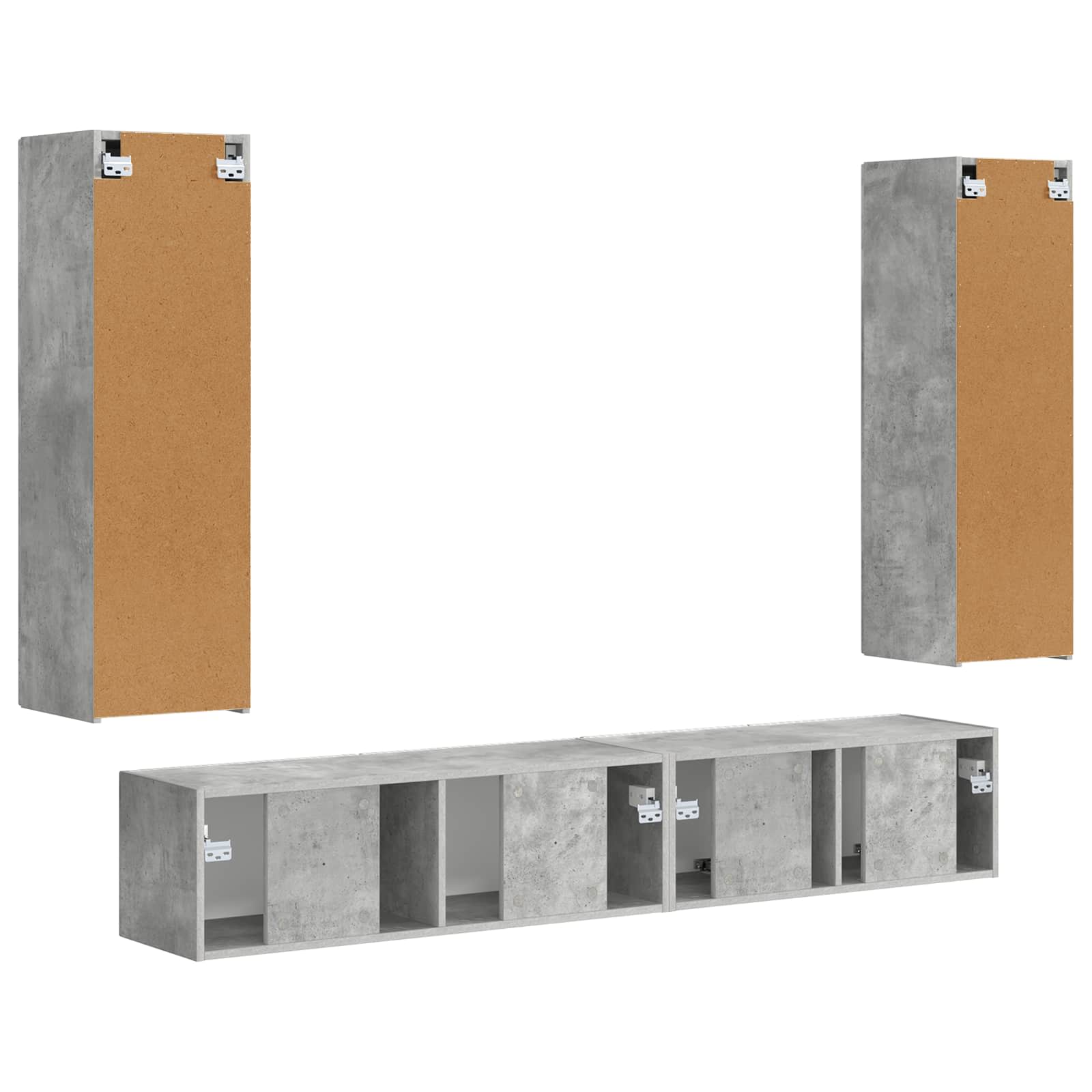 Ensemble meuble TV 3 pcs Gris béton Bois d'ingénierie - XIOS