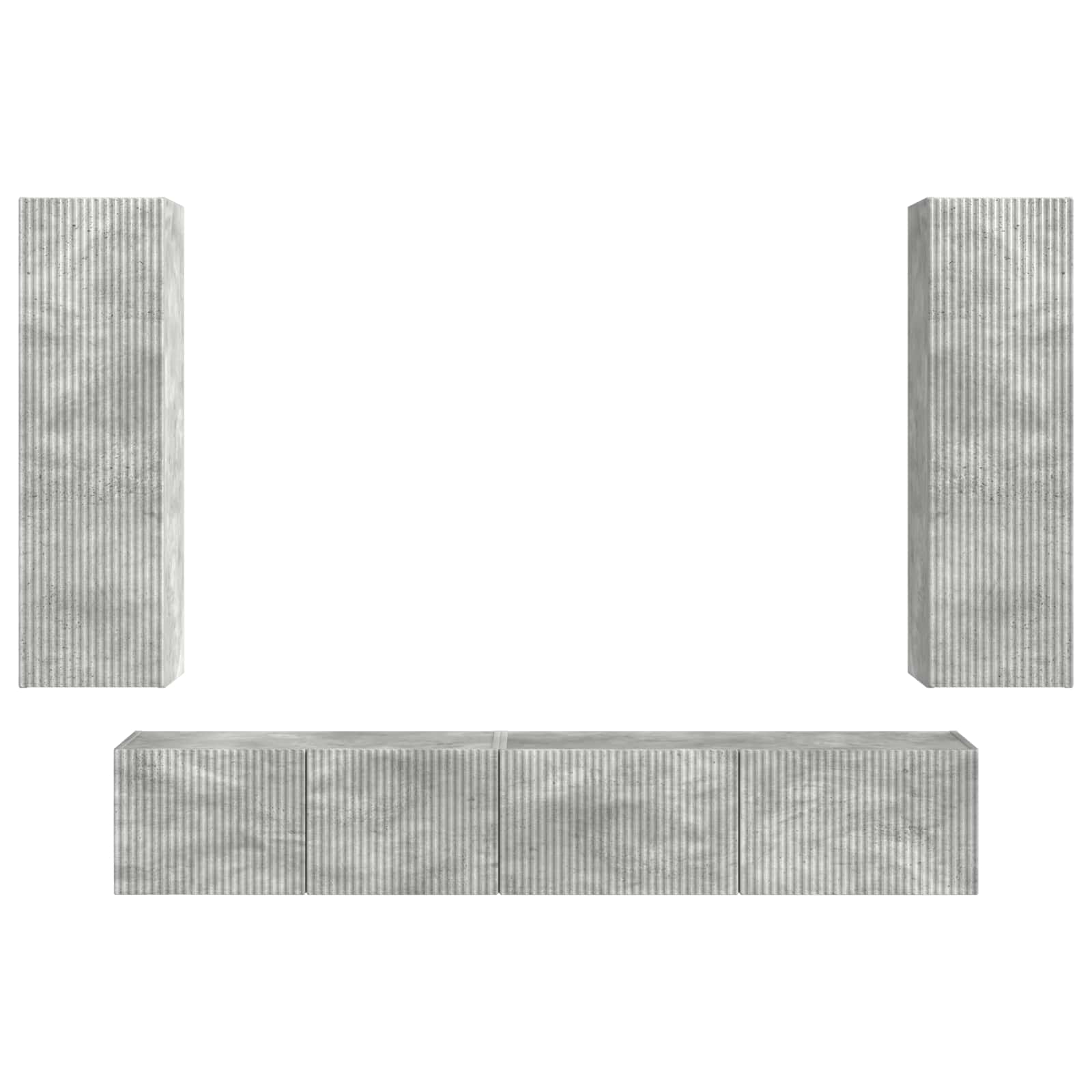 Ensemble meuble TV 3 pc Gris béton Bois d'ingénierie