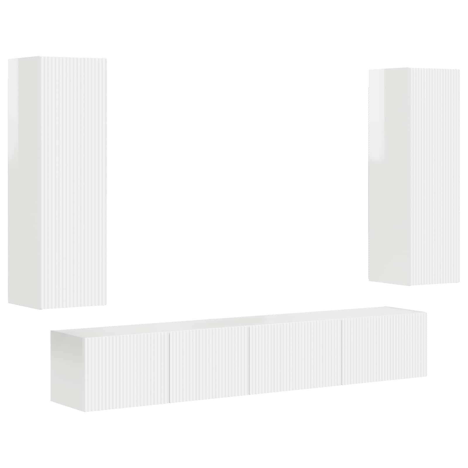 Ensemble meuble TV 3 pc Blanc brillant Bois d'ingénierie