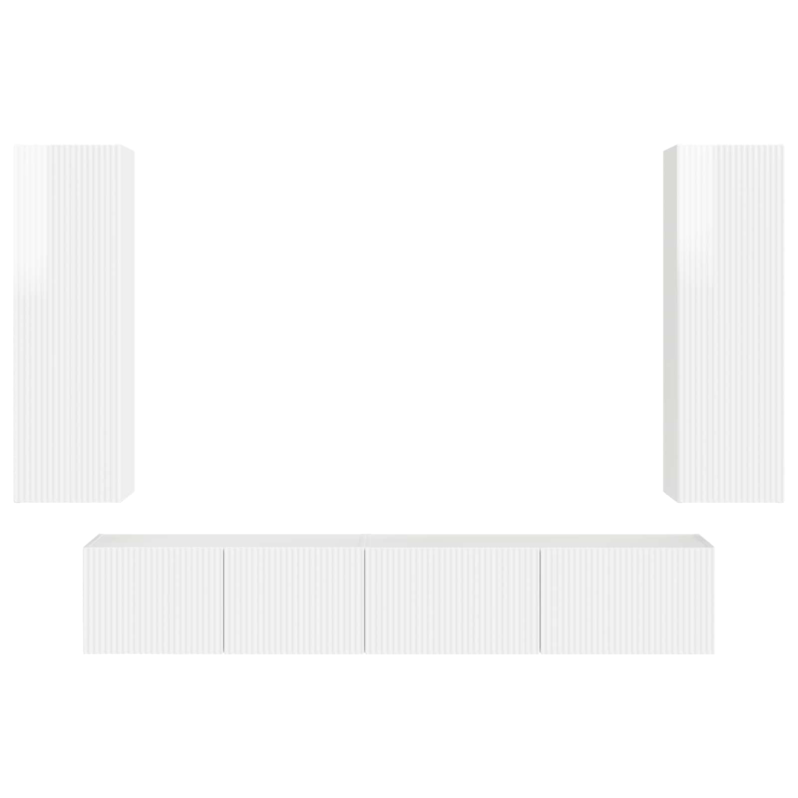 Ensemble meuble TV 3 pc Blanc brillant Bois d'ingénierie