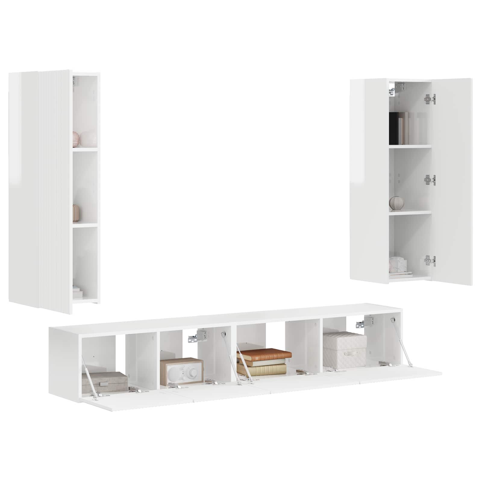 Ensemble meuble TV 3 pcs Blanc brillant Bois d'ingénierie - XIOS