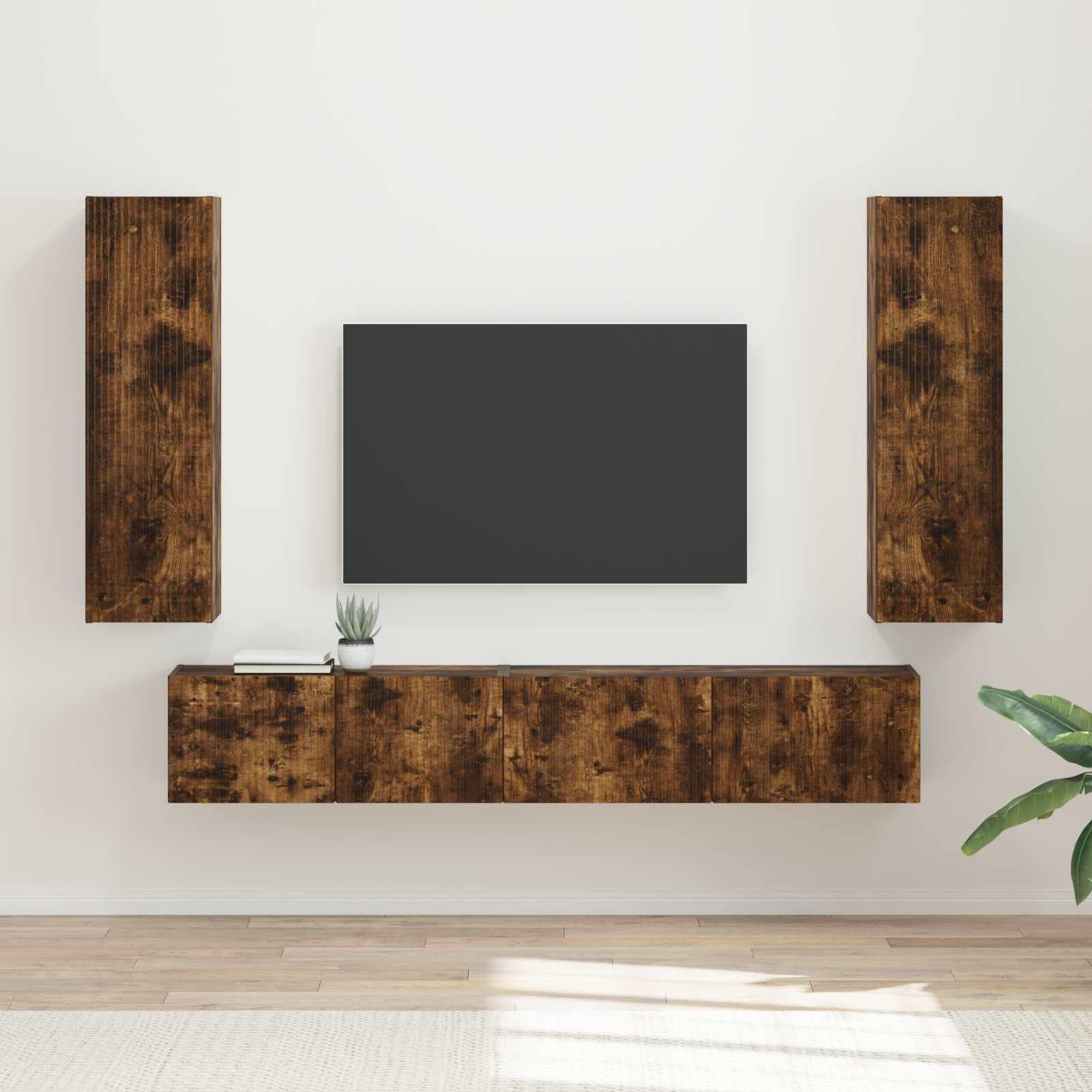 Ensemble meuble TV 3 pc Chêne fumé Bois d'ingénierie