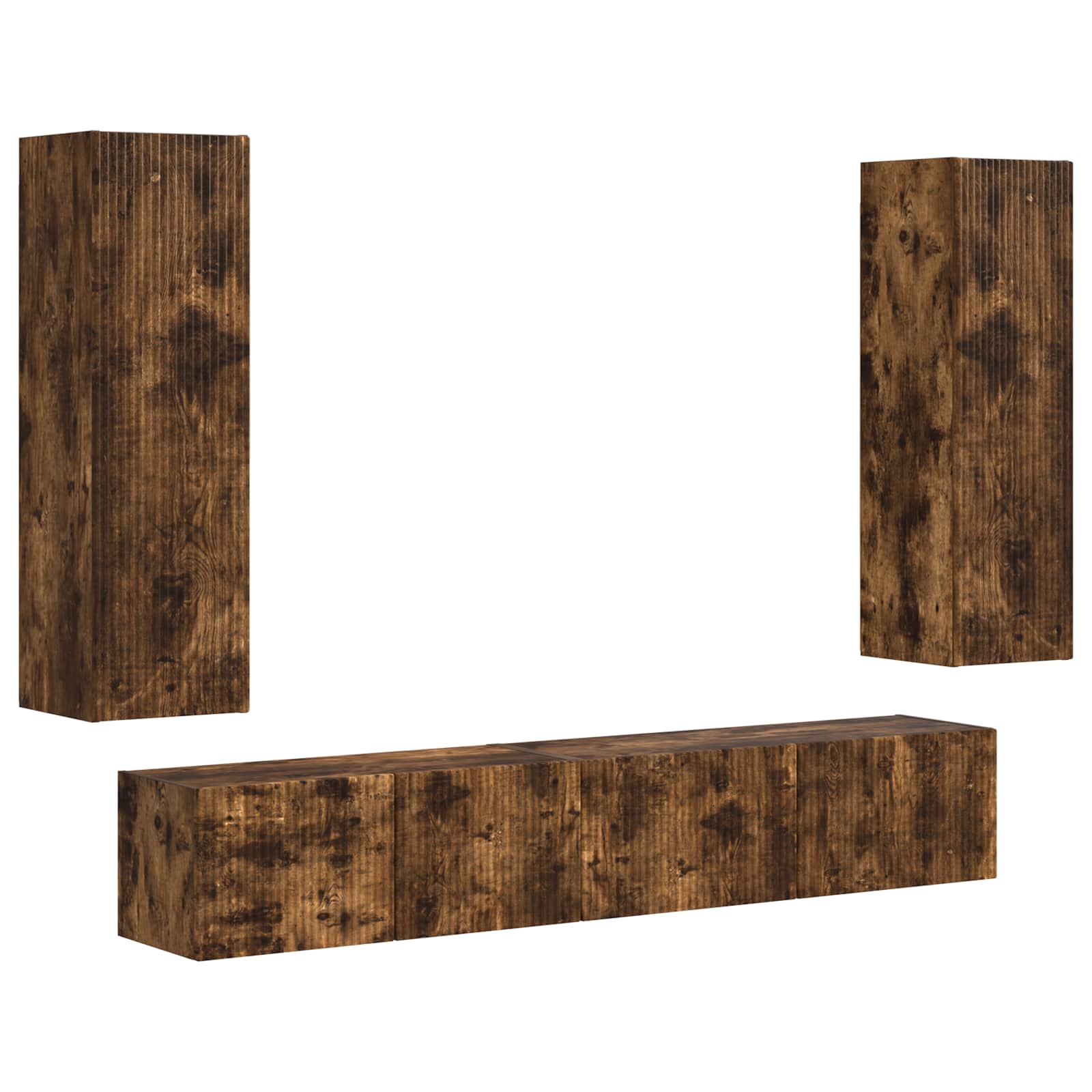 Ensemble meuble TV 3 pc Chêne fumé Bois d'ingénierie