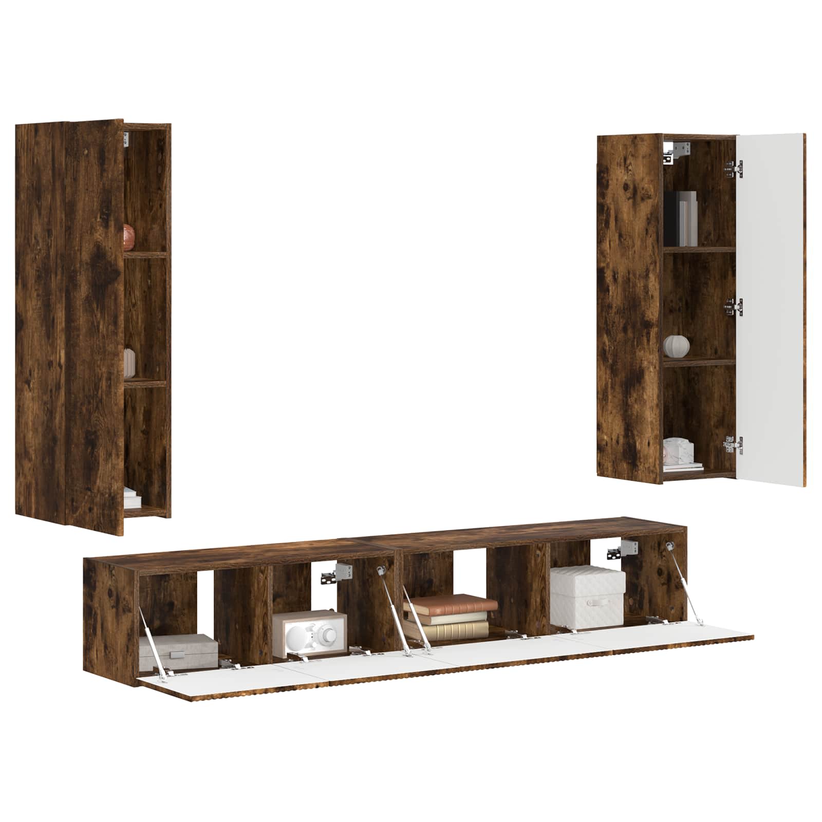 Ensemble meuble TV 3 pc Chêne fumé Bois d'ingénierie