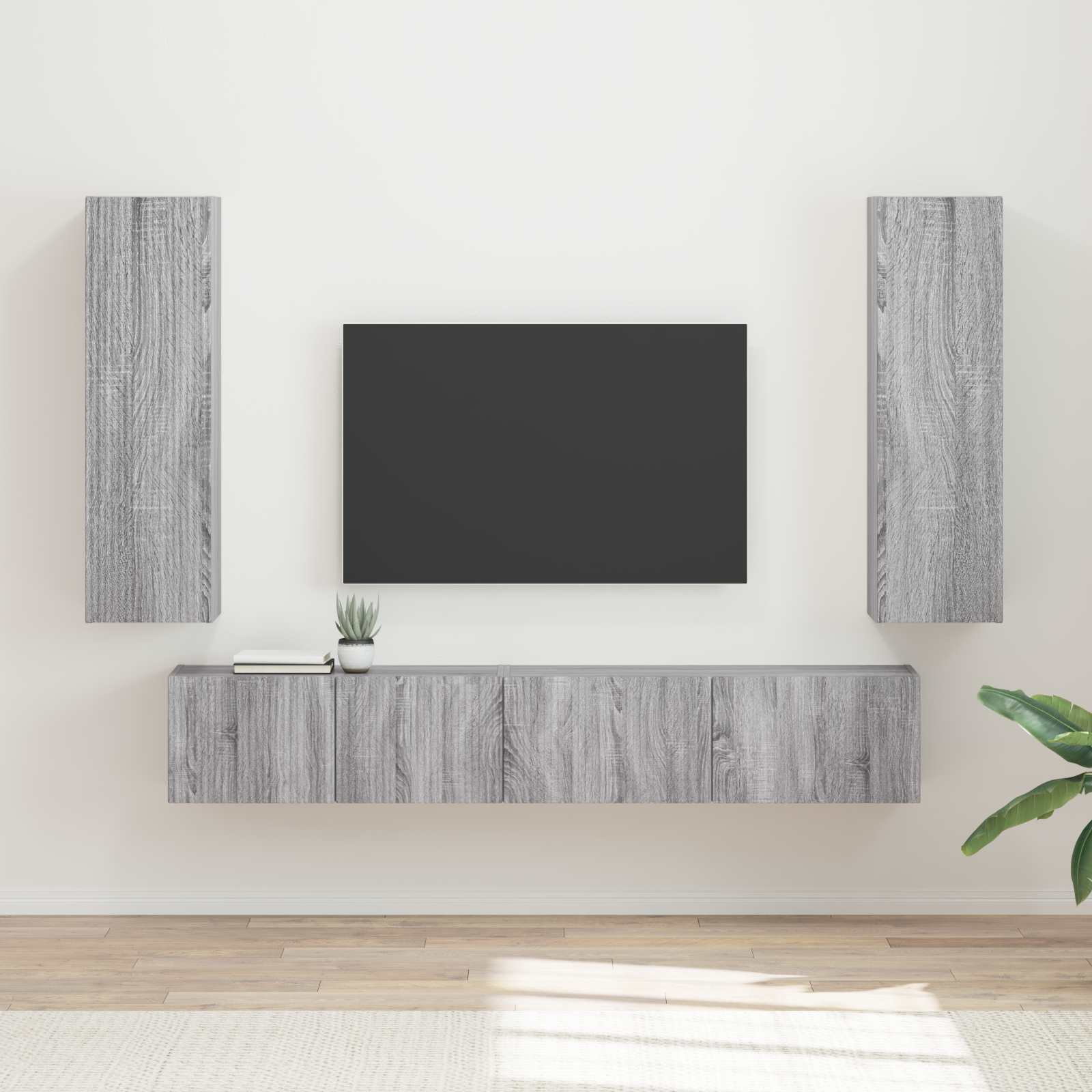 Ensemble meuble TV 3 pc Gris Sonoma Bois d'ingénierie