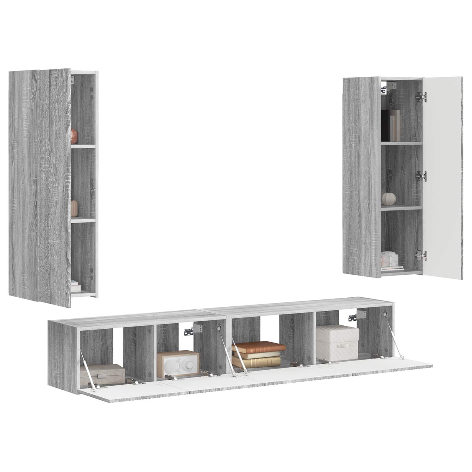 Ensemble meuble TV 3 pc Gris Sonoma Bois d'ingénierie