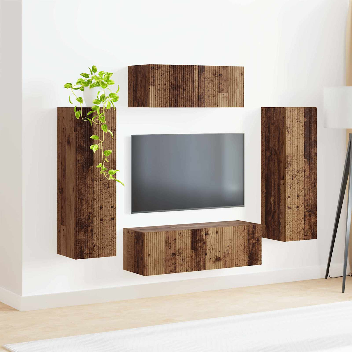 Ensemble meuble TV 3 pc Bois ancien