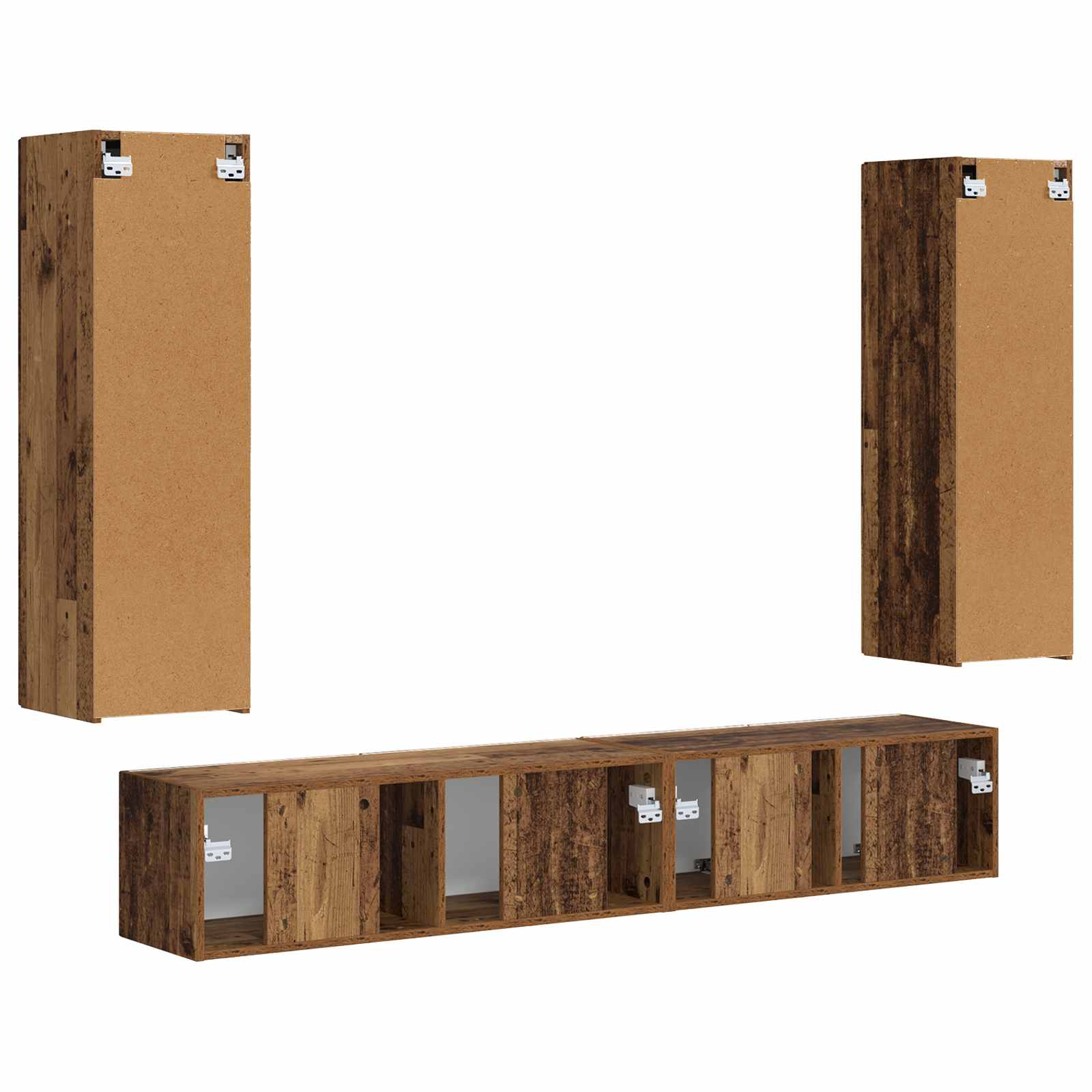 Ensemble meuble TV 3 pc Bois ancien Bois d'ingénierie