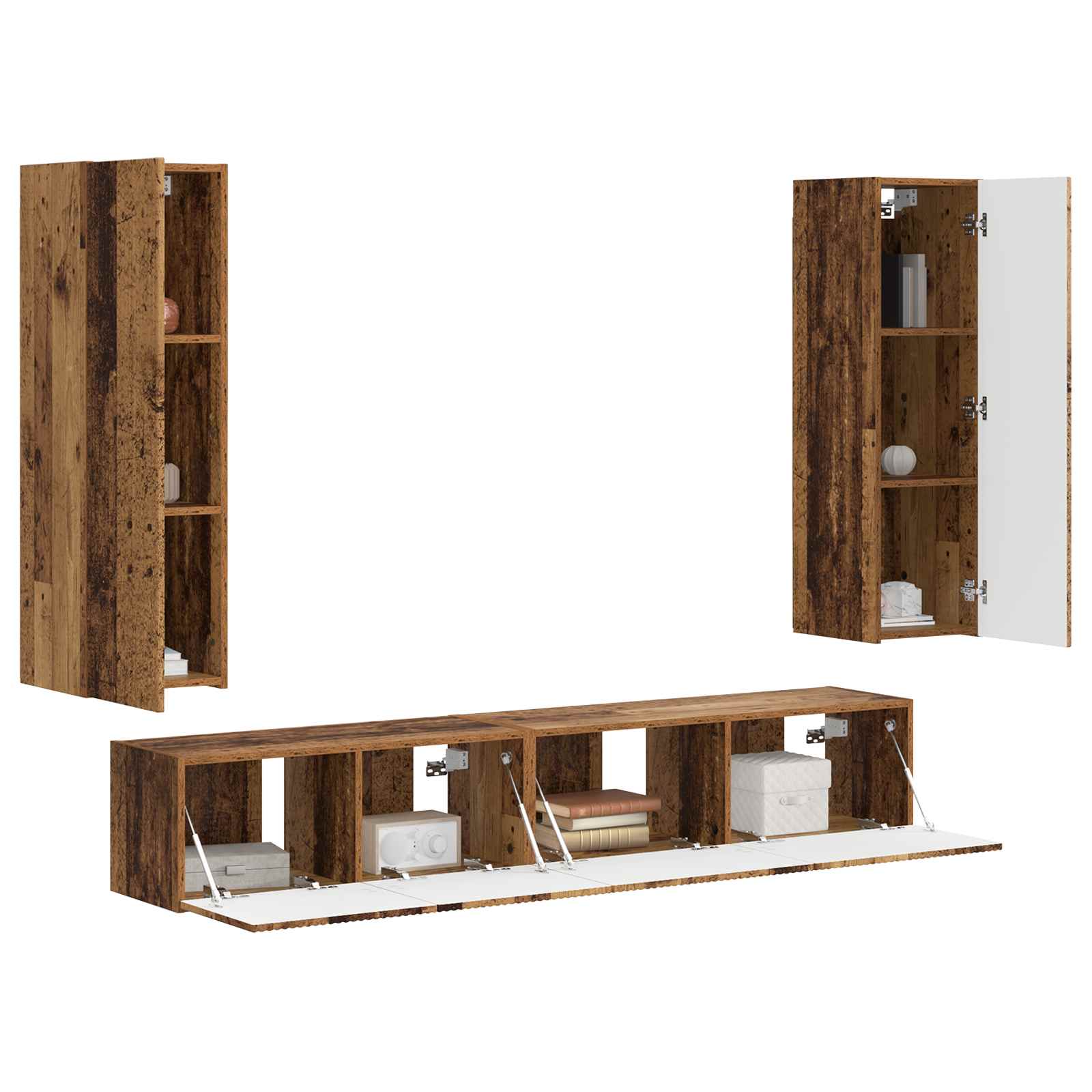 Ensemble meuble TV 3 pc Bois ancien Bois d'ingénierie