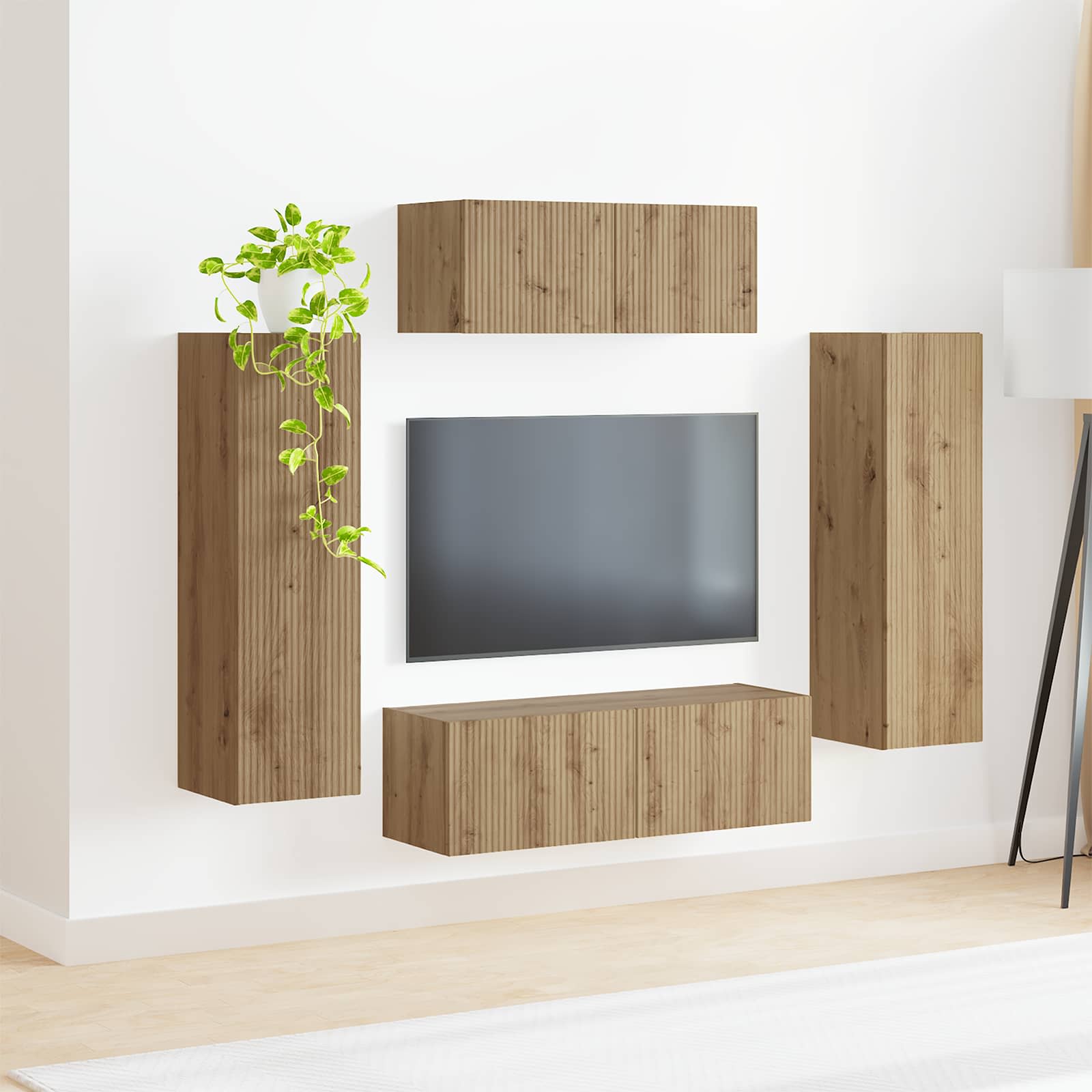 Ensemble meuble TV 3 pc Chêne artisanal Bois d'ingénierie