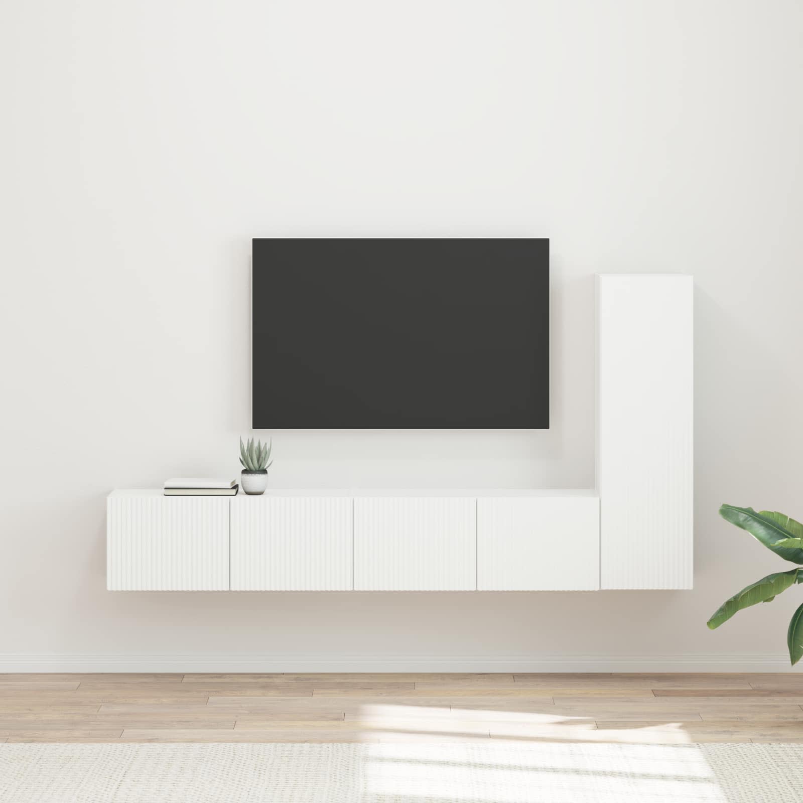 Ensemble meuble TV Montage mural 3 pcs Blanc Bois d'ingénierie - XIOS