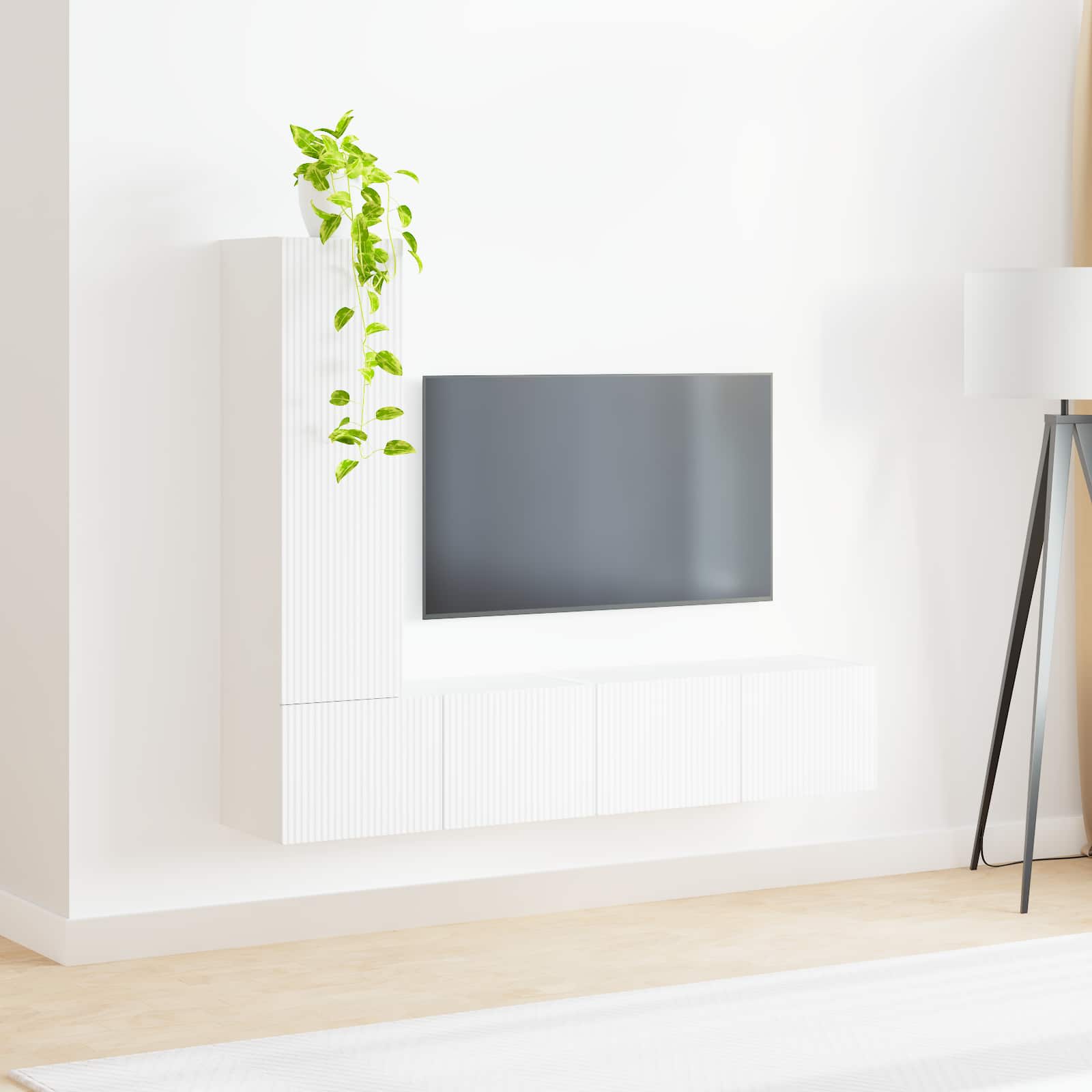 Ensemble meuble TV Montage mural 3 pcs Blanc Bois d'ingénierie - XIOS