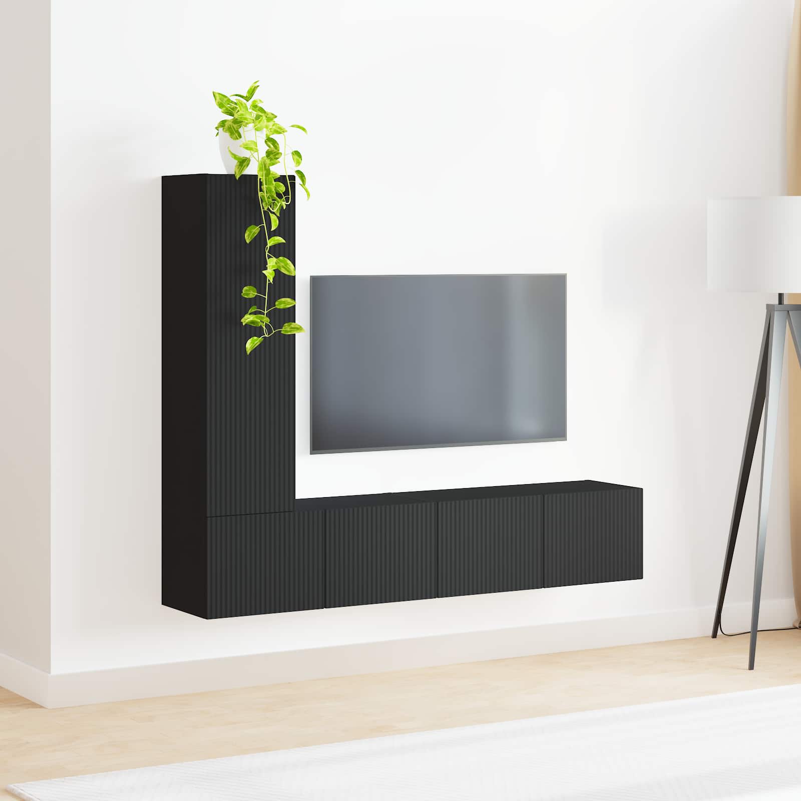 Ensemble meuble TV 3 pc Noir Bois d'ingénierie