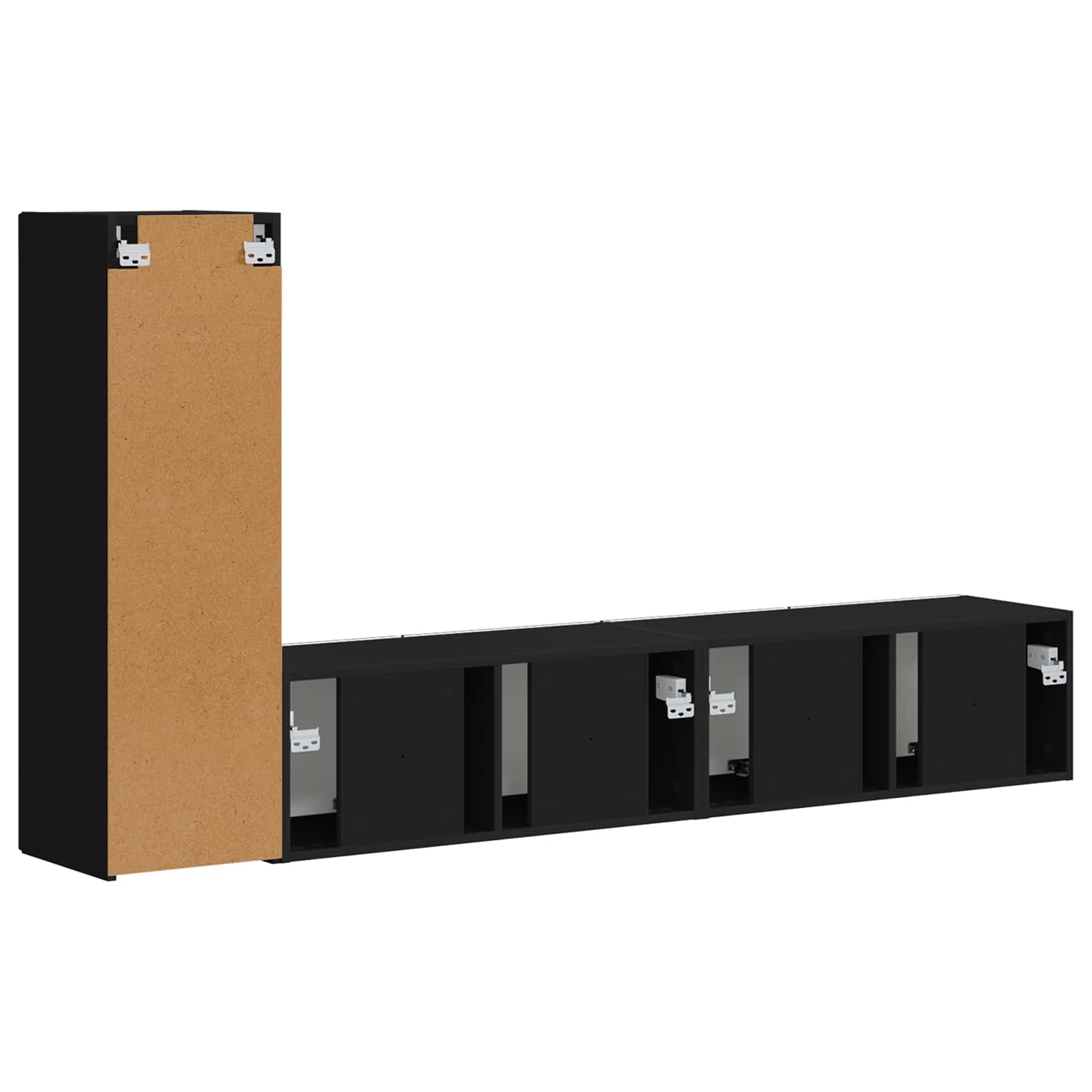 Ensemble meuble TV Montage mural 3 pcs Noir Bois d'ingénierie