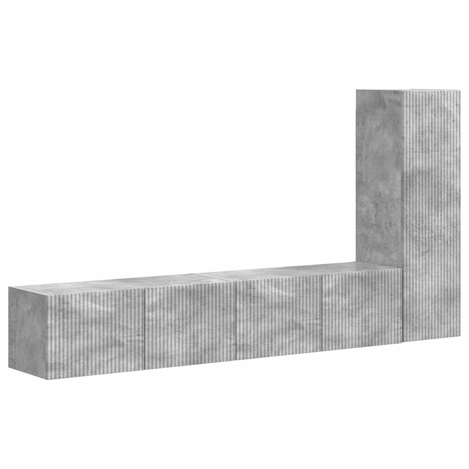Ensemble meuble TV 3 pc Gris béton Bois d'ingénierie