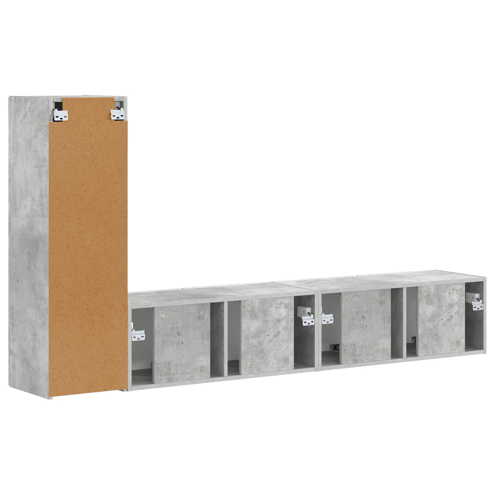 Ensemble meuble TV 3 pcs Gris béton Bois d'ingénierie - XIOS