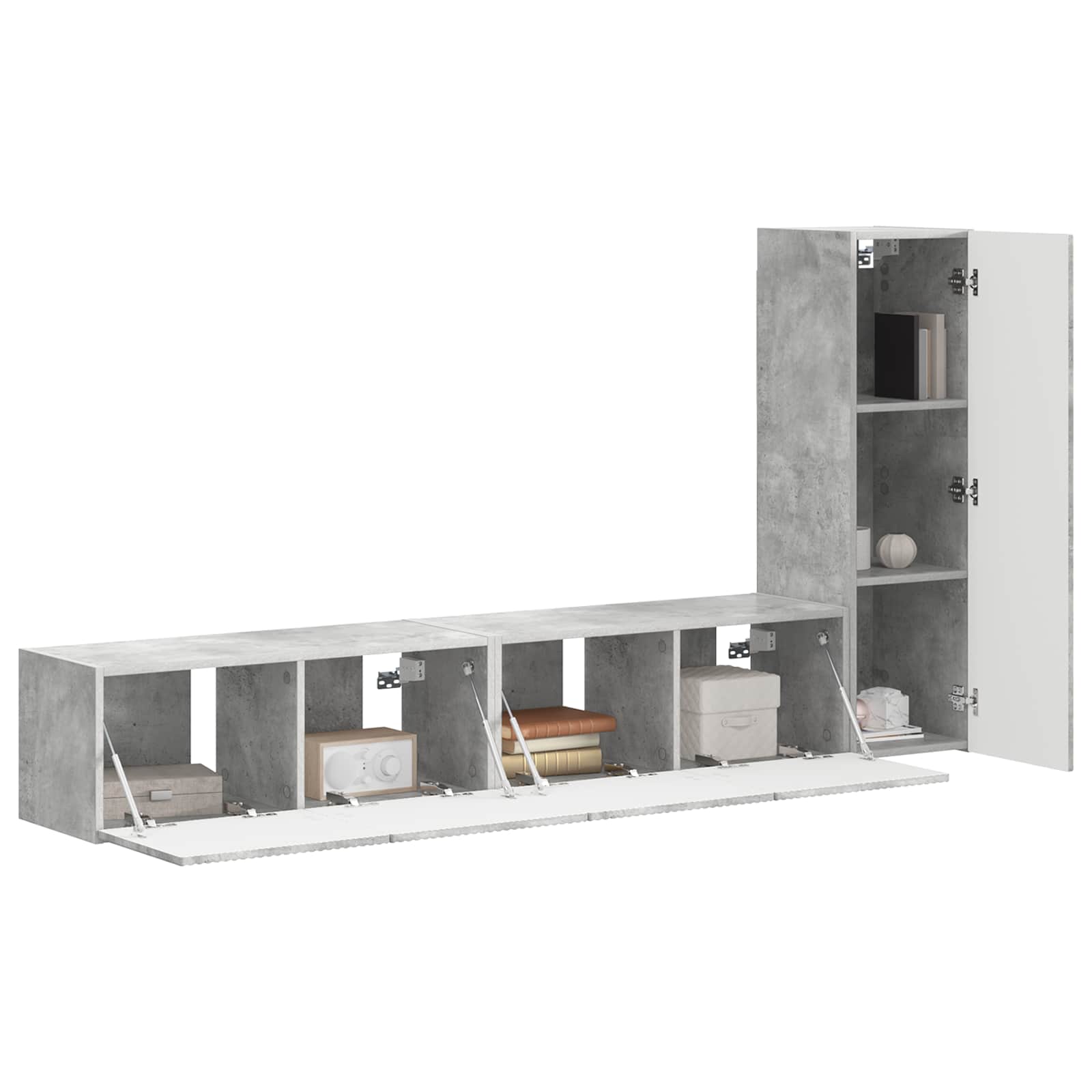Ensemble meuble TV 3 pcs Gris béton Bois d'ingénierie - XIOS