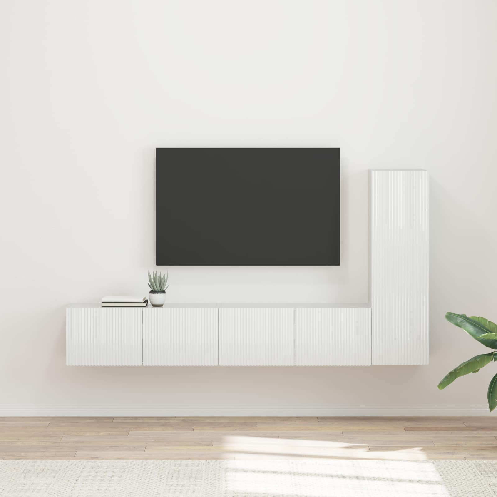 Ensemble meuble TV 3 pc Blanc brillant Bois d'ingénierie