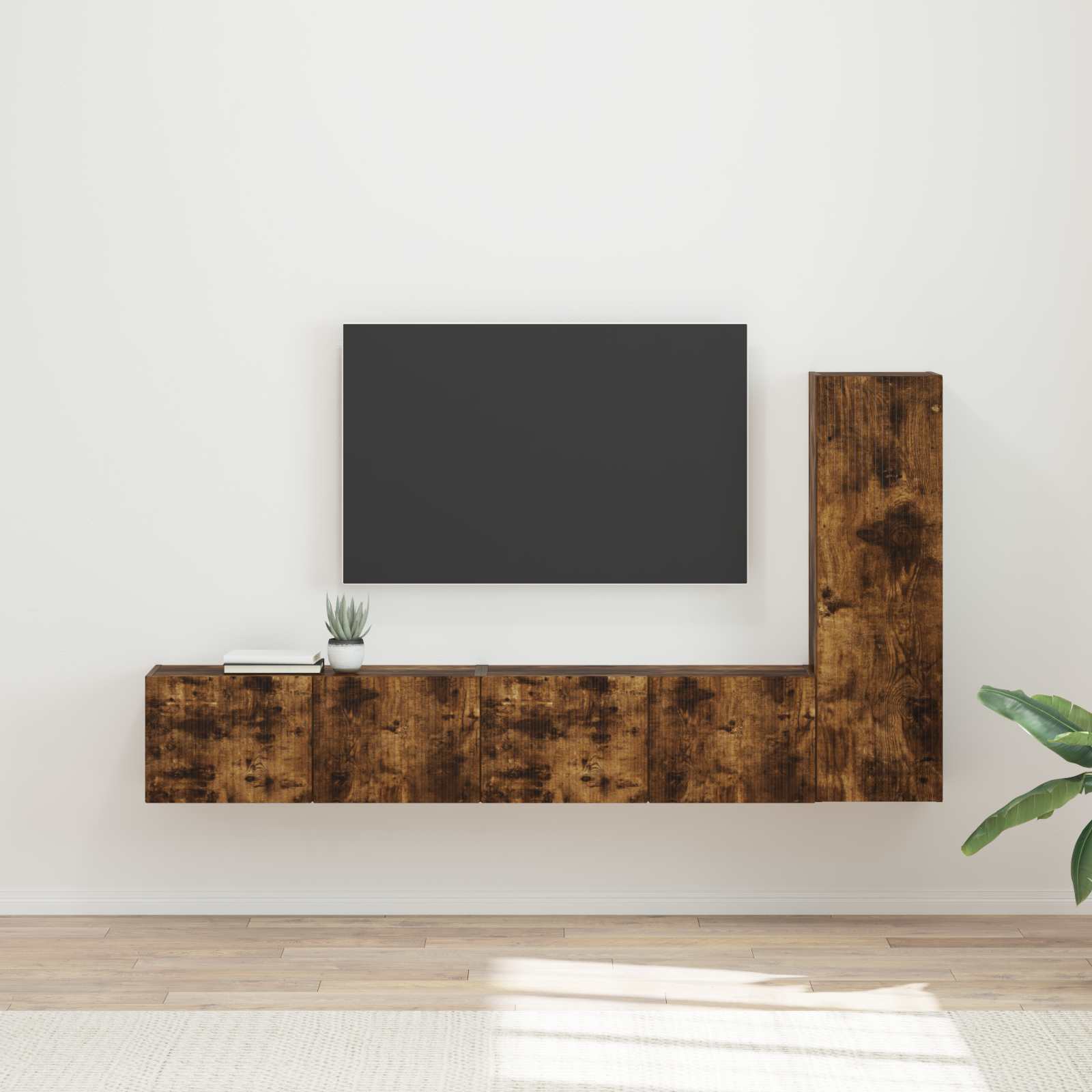 Ensemble meuble TV 3 pc Chêne fumé Bois d'ingénierie