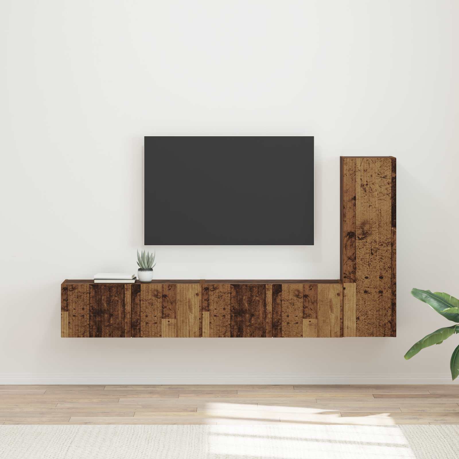 Ensemble meuble TV 3 pc Bois ancien Bois d'ingénierie