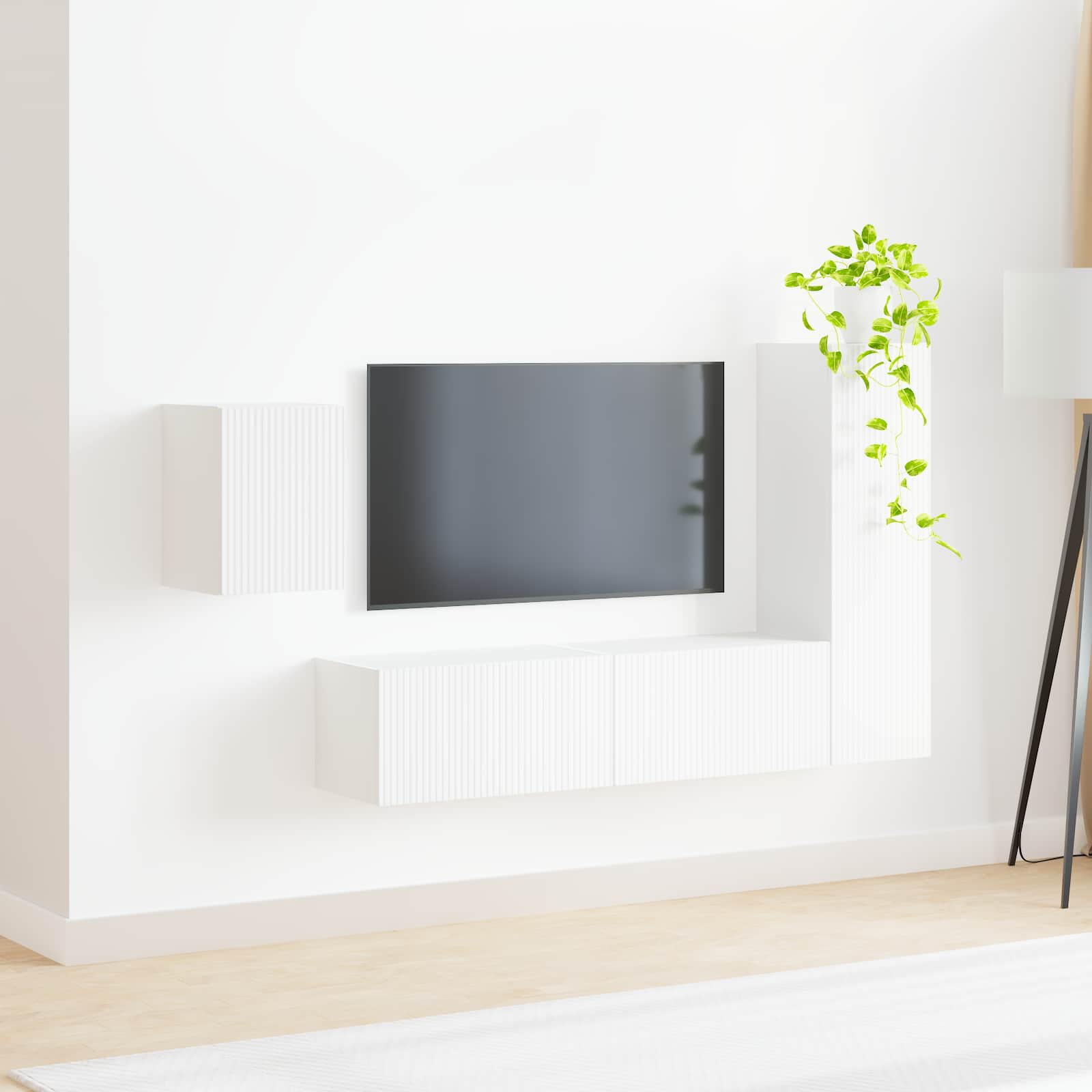 Ensemble meuble TV Montage mural 4 pcs Blanc Bois d'ingénierie - XIOS