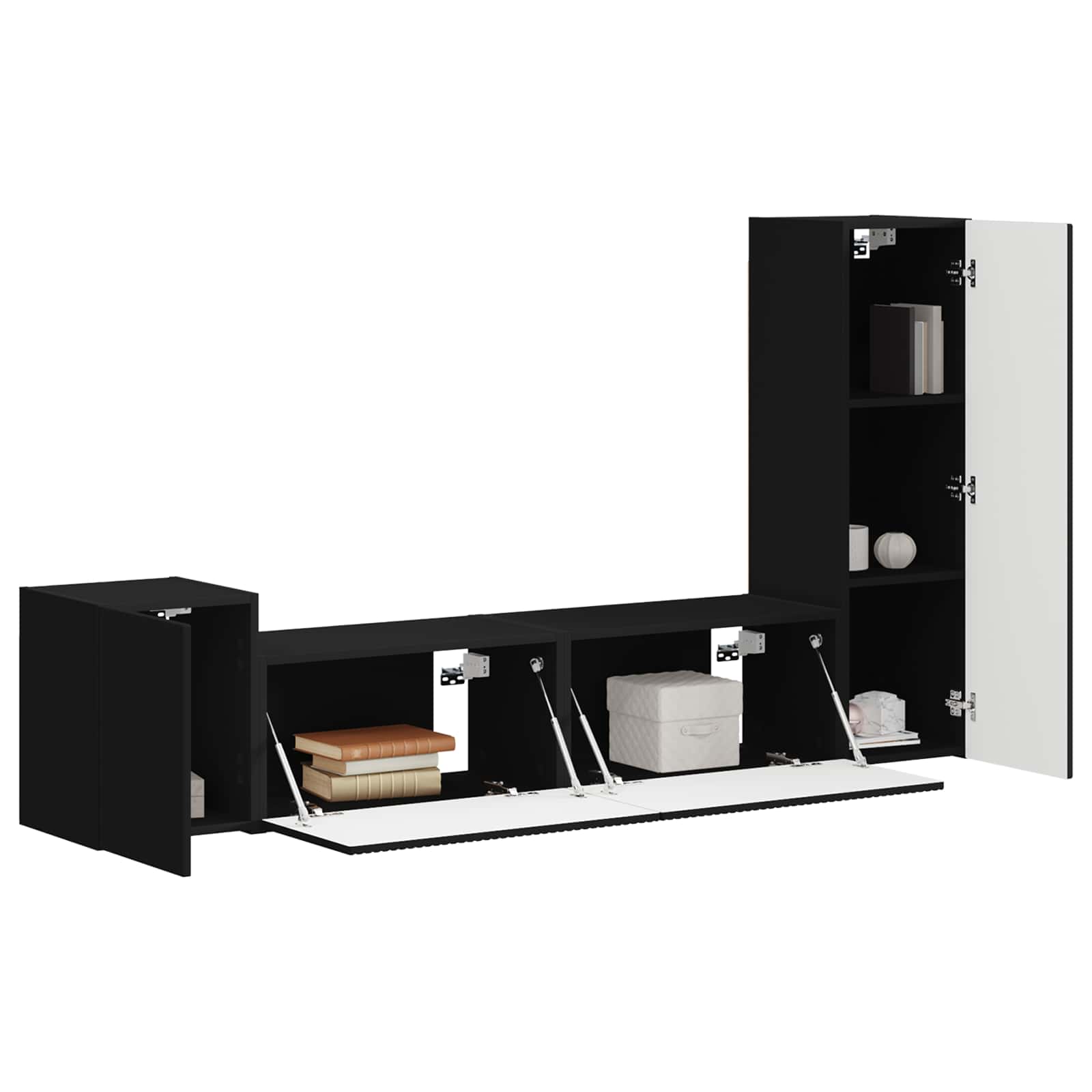 Ensemble meuble TV Montage mural 4 pcs Noir Bois d'ingénierie - XIOS