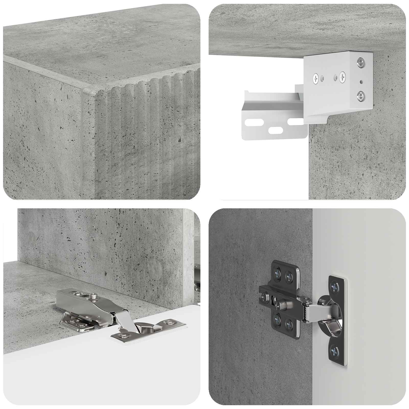 Ensemble meuble TV 4 pcs Gris béton Bois d'ingénierie - XIOS