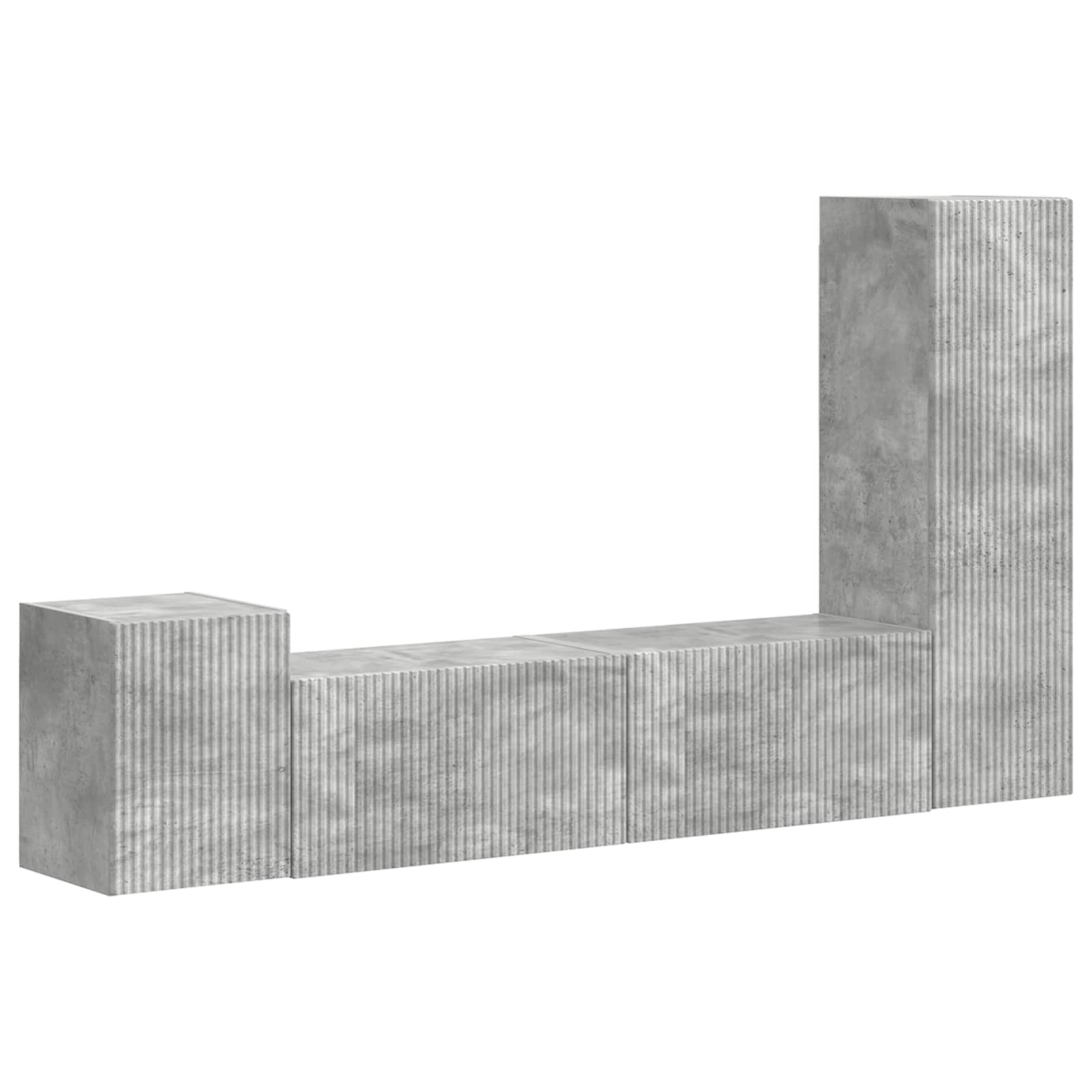 Ensemble meuble TV 4 pc Gris béton Bois d'ingénierie