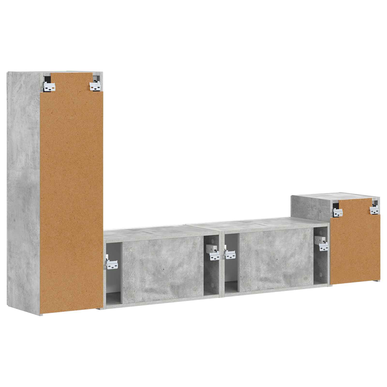 Ensemble meuble TV 4 pcs Gris béton Bois d'ingénierie - XIOS