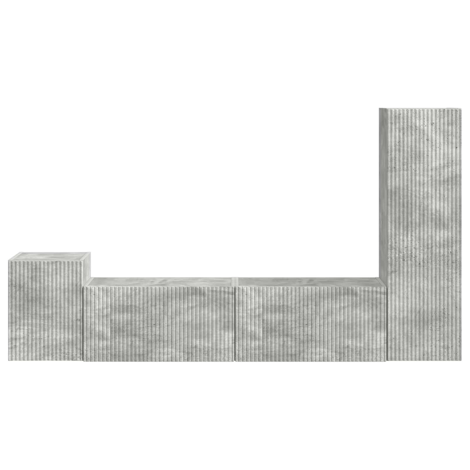 Ensemble meuble TV 4 pcs Gris béton Bois d'ingénierie - XIOS