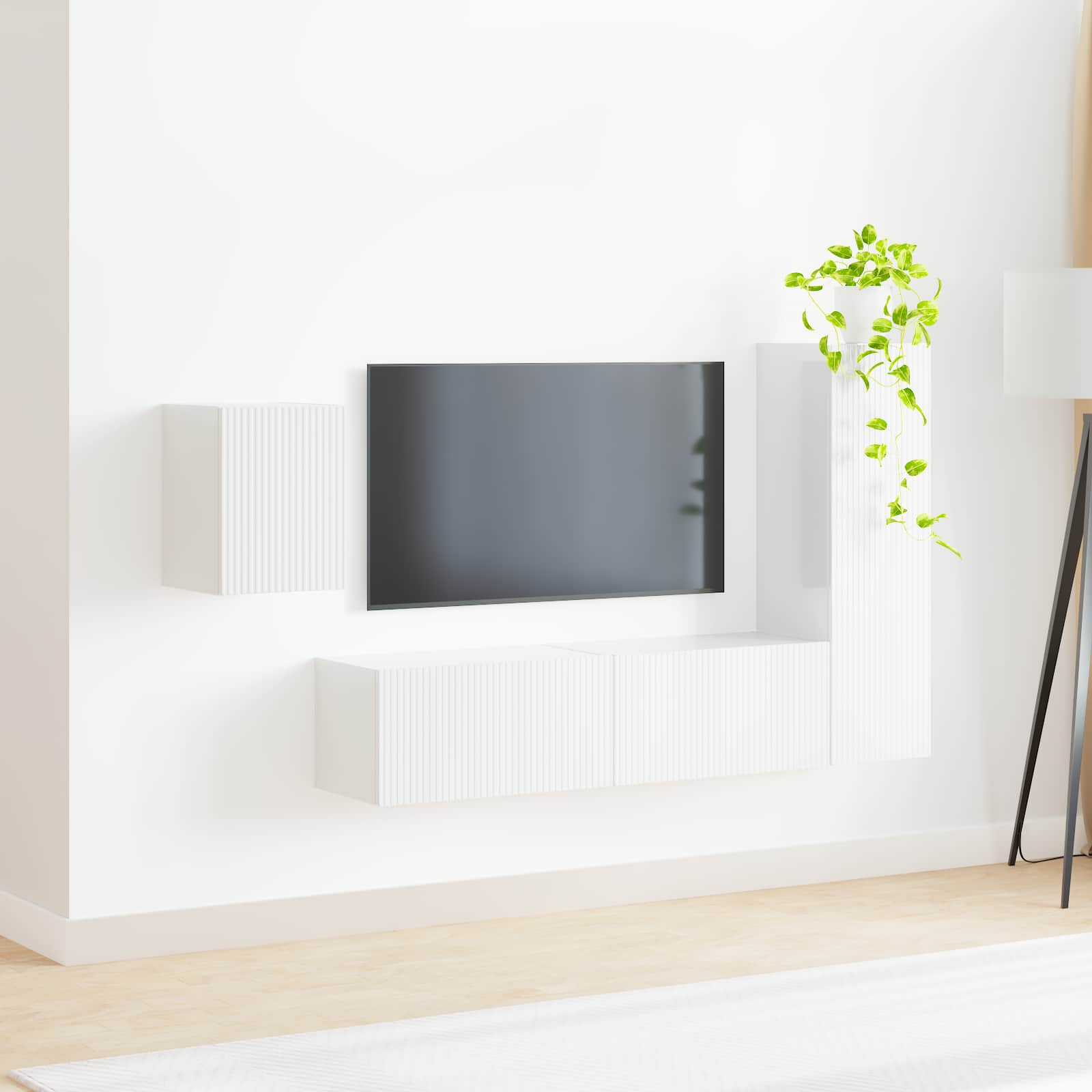 Ensemble meuble TV 4 pcs Blanc brillant Bois d'ingénierie - XIOS