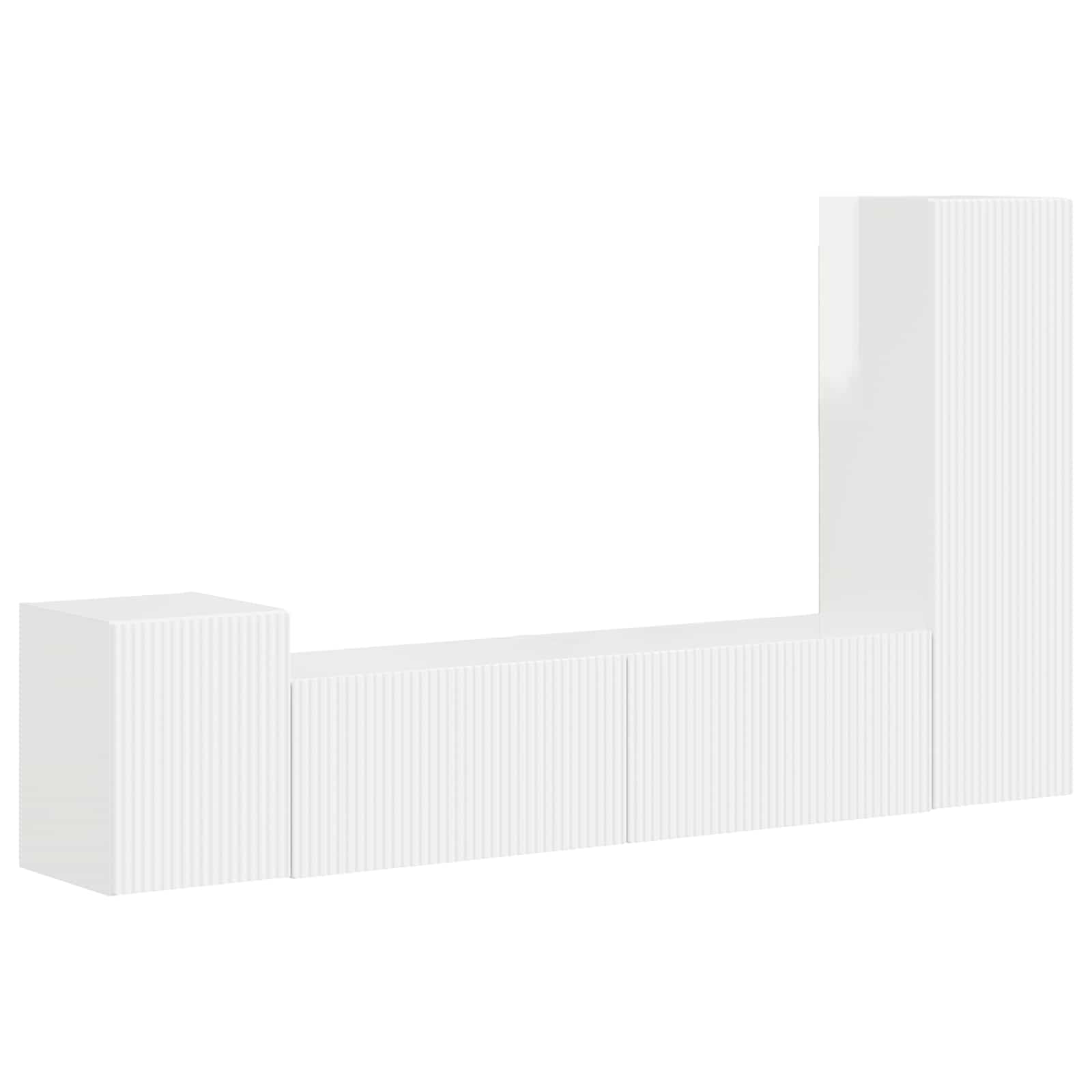 Ensemble meuble TV 4 pcs Blanc brillant Bois d'ingénierie - XIOS