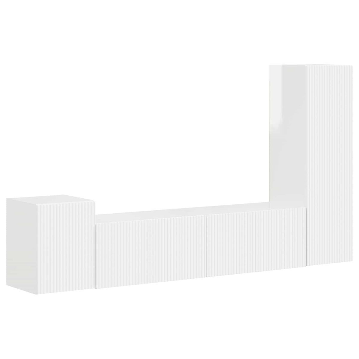 Ensemble meuble TV 4 pc Blanc brillant Bois d'ingénierie