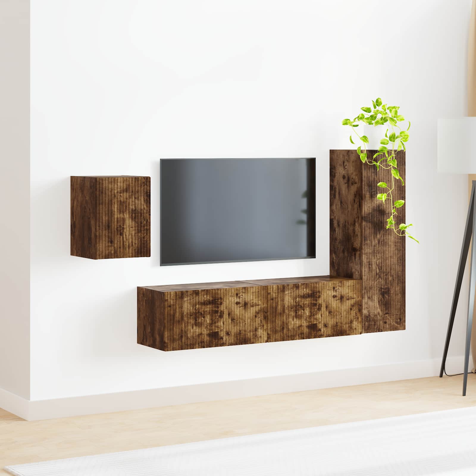 Ensemble meuble TV 4 pc Chêne fumé Bois d'ingénierie