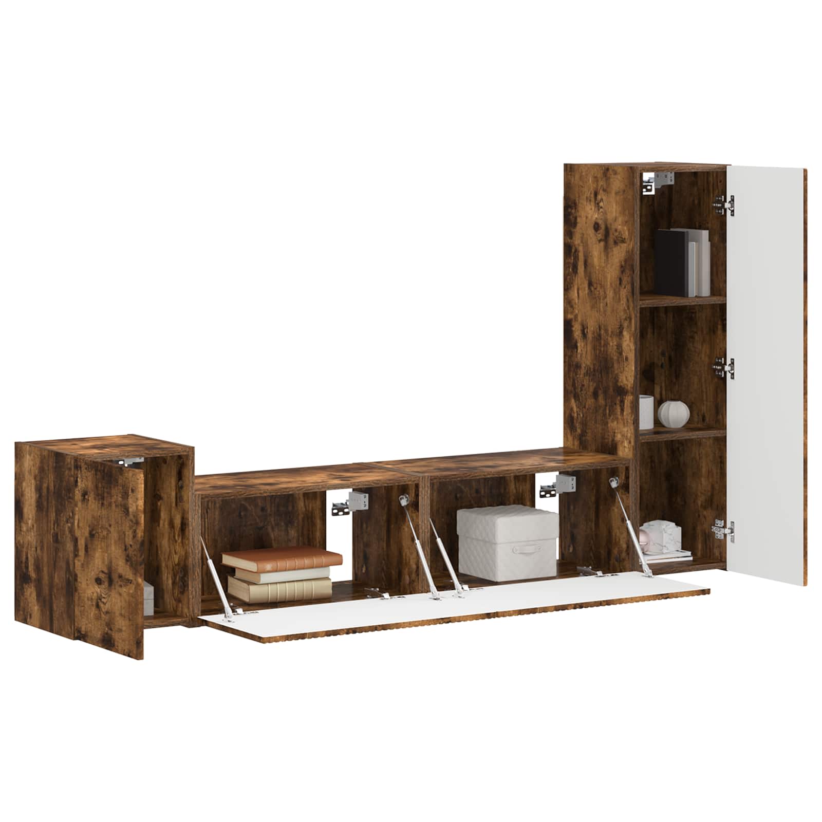 Ensemble meuble TV 4 pc Chêne fumé Bois d'ingénierie