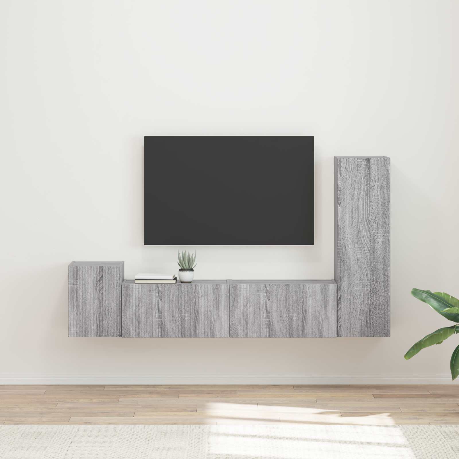 Ensemble meuble TV 4 pc Gris Sonoma Bois d'ingénierie