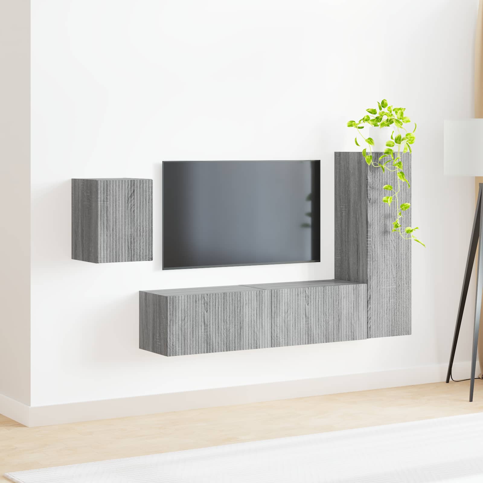 Ensemble meuble TV 4 pcs Gris Sonoma Bois d'ingénierie - XIOS
