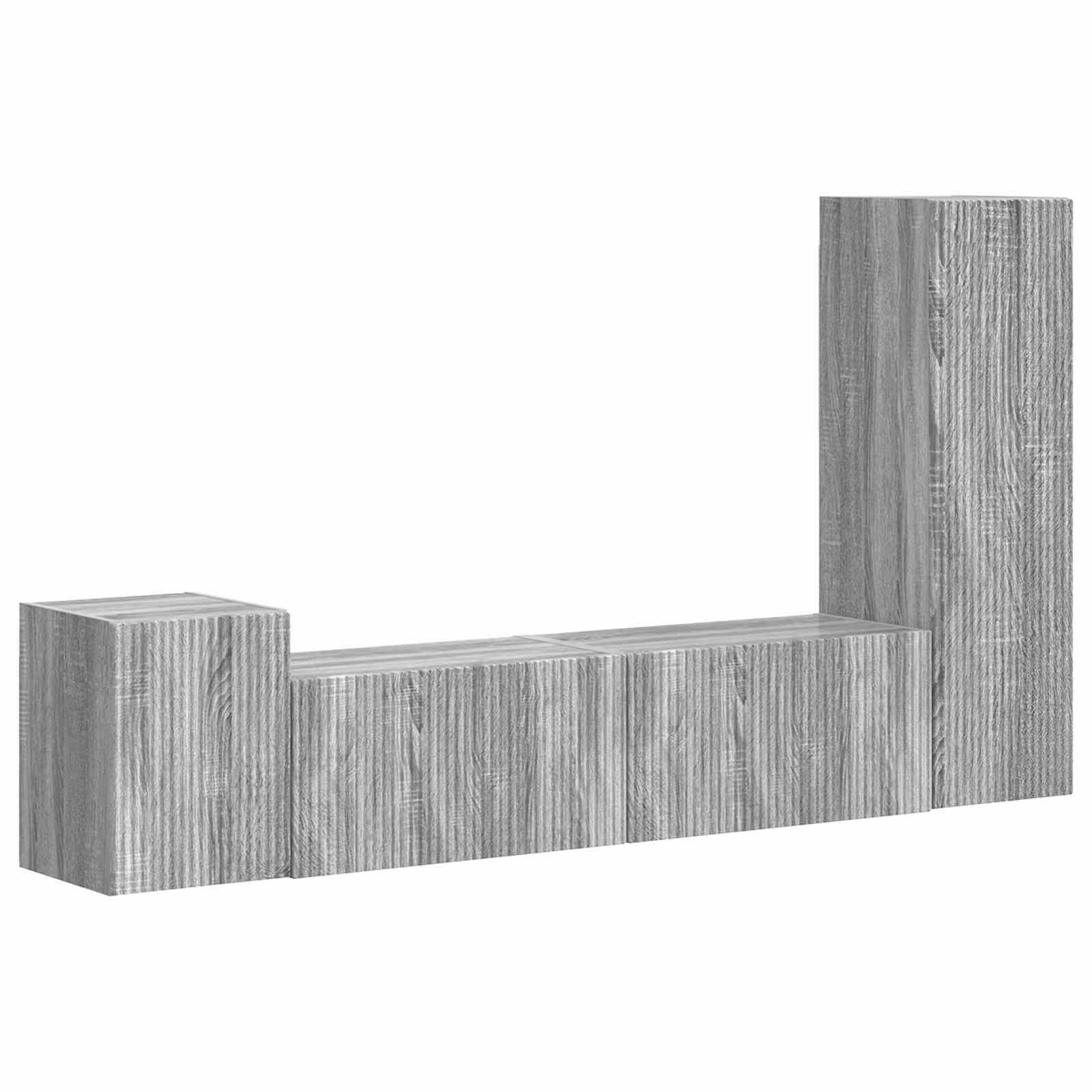 Ensemble meuble TV 4 pc Gris Sonoma Bois d'ingénierie