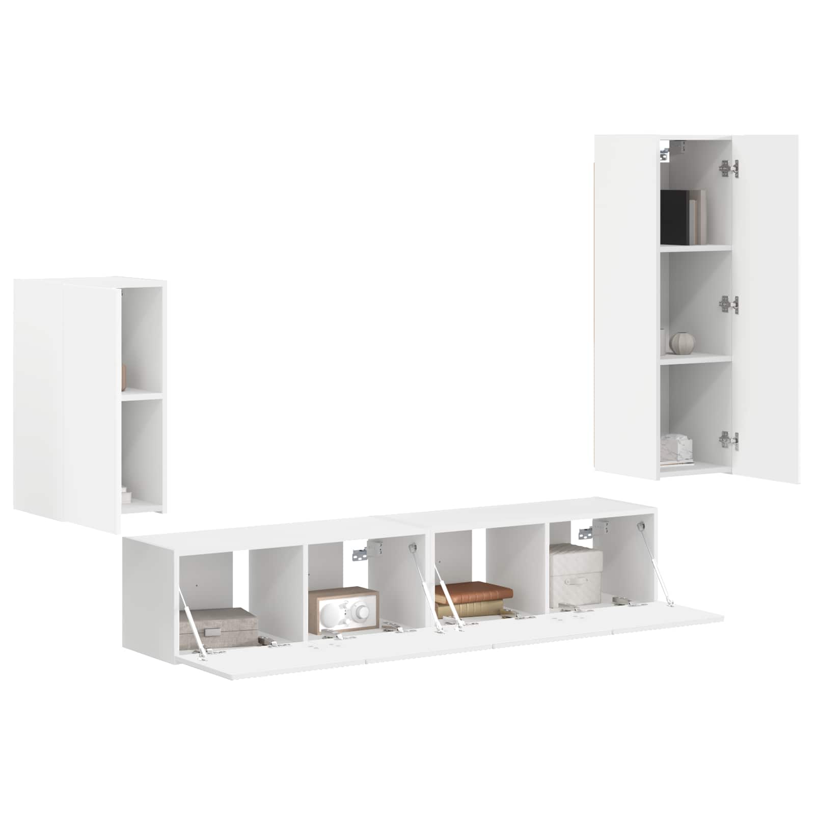 Ensemble meuble TV Montage mural 4 pcs Blanc Bois d'ingénierie - XIOS